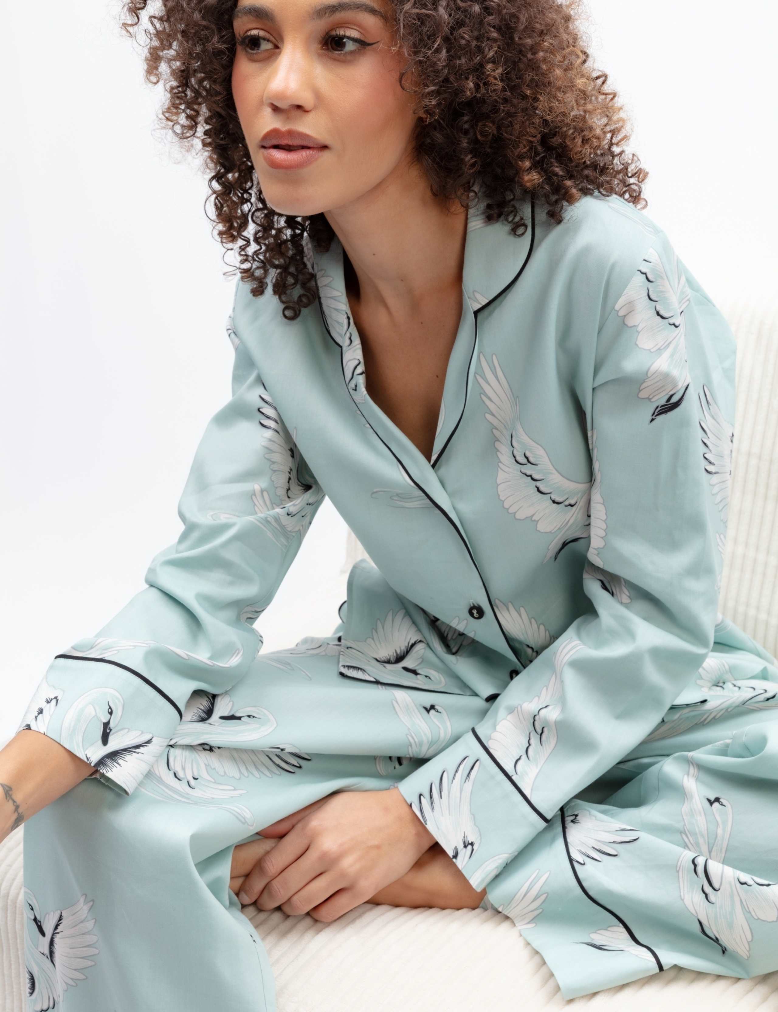 Cotton Modal Swan Print Pyjama Bottoms 3 of 4