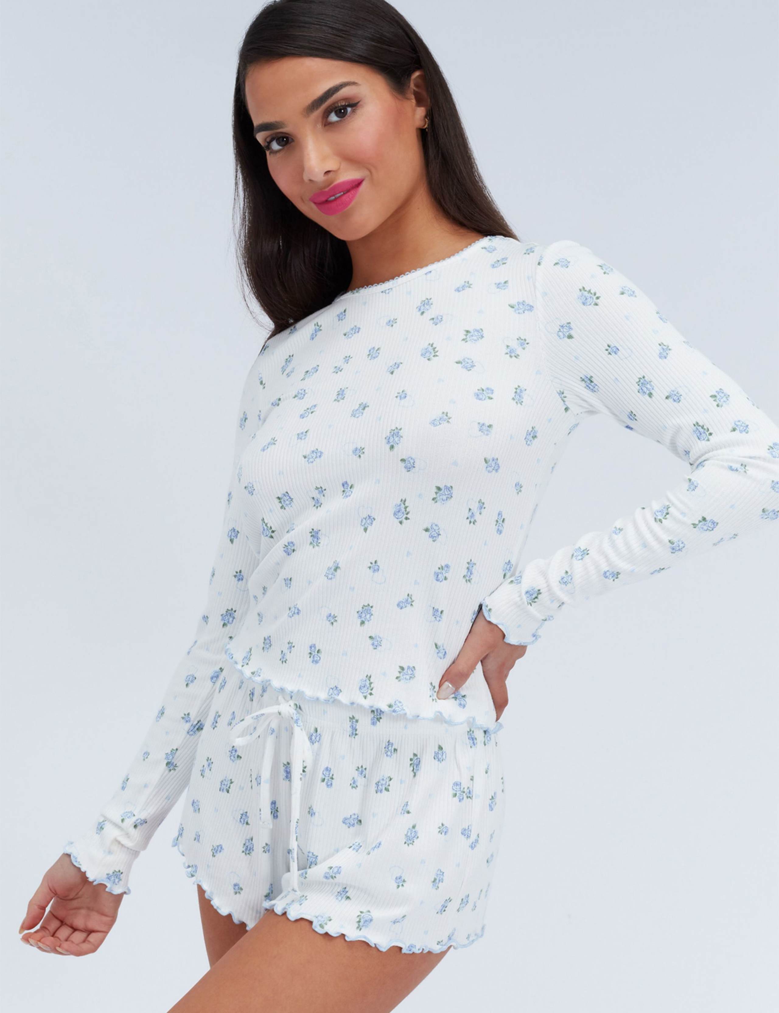 Floral Ribbed Shortie Set 2 of 5