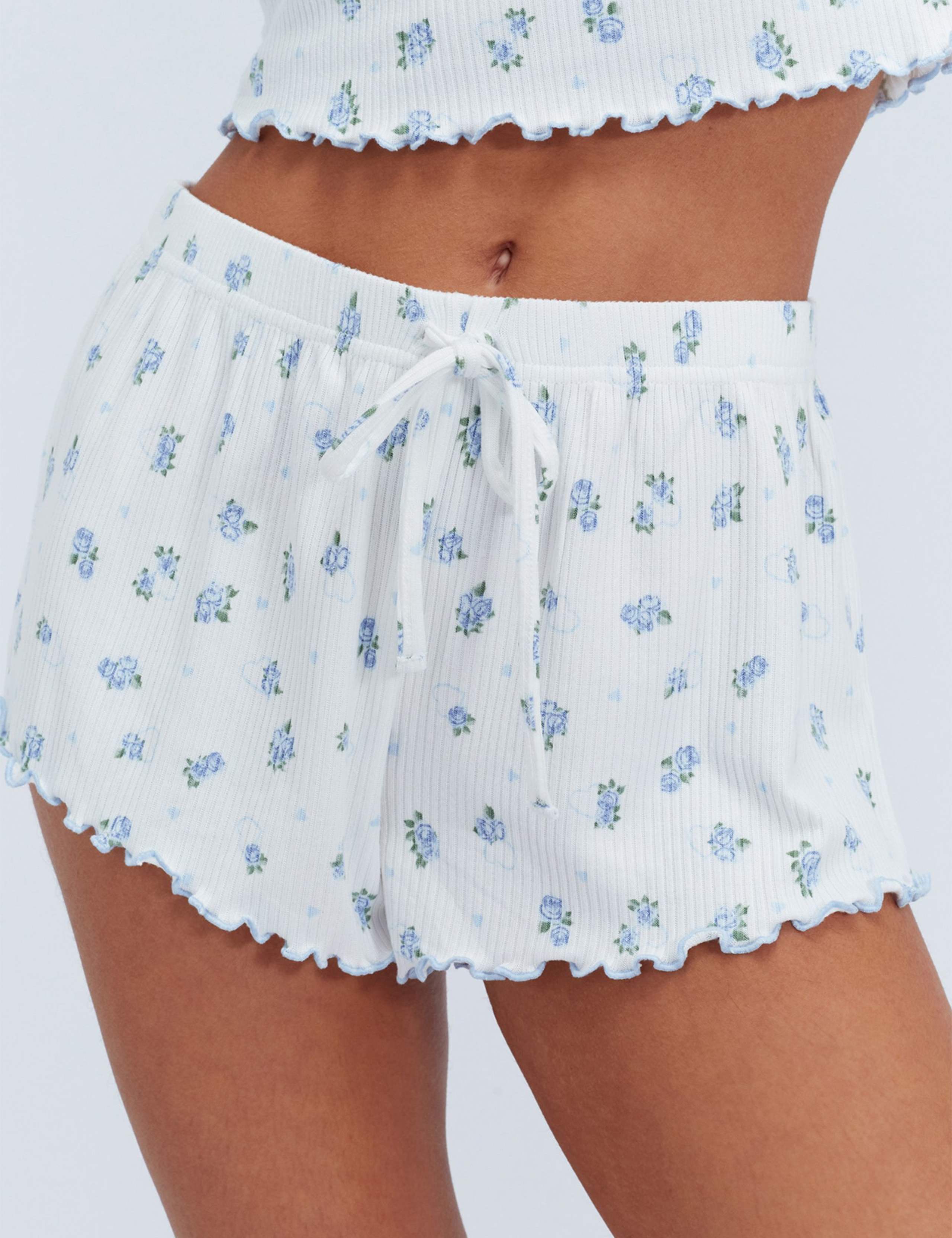 Floral Ribbed Shortie Set 3 of 5