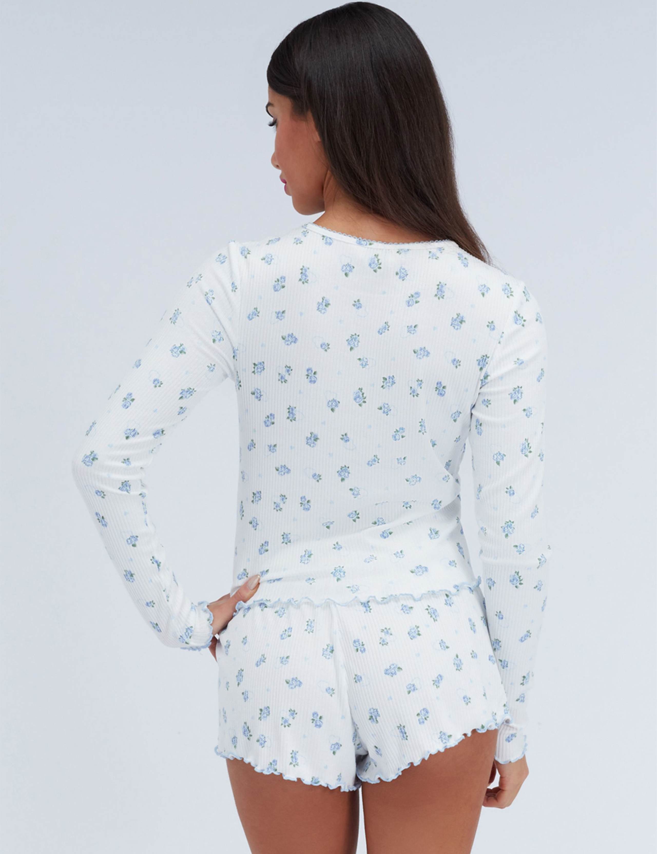 Floral Ribbed Shortie Set 4 of 5