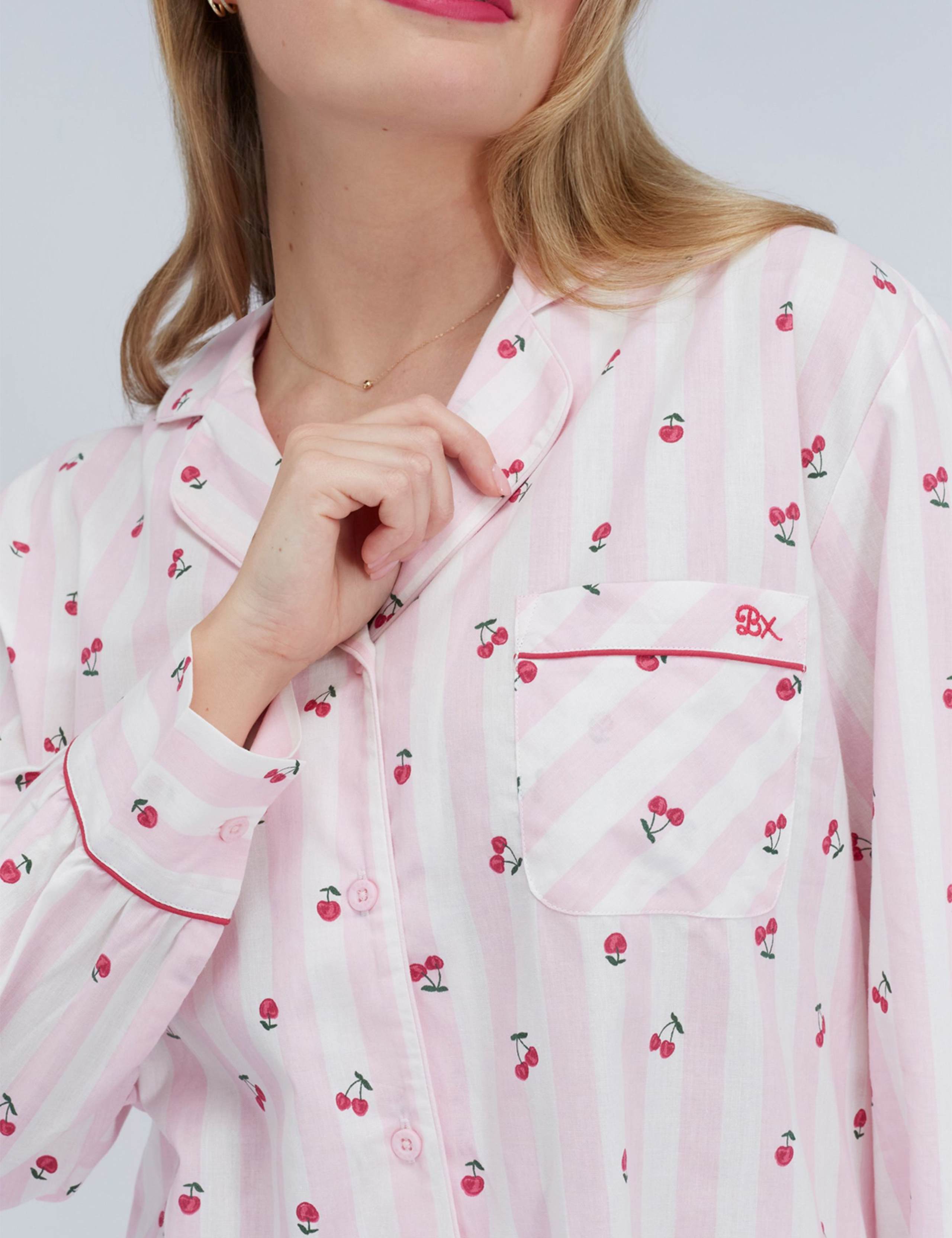 Pure Cotton Cherry Striped Shortie Set 2 of 6