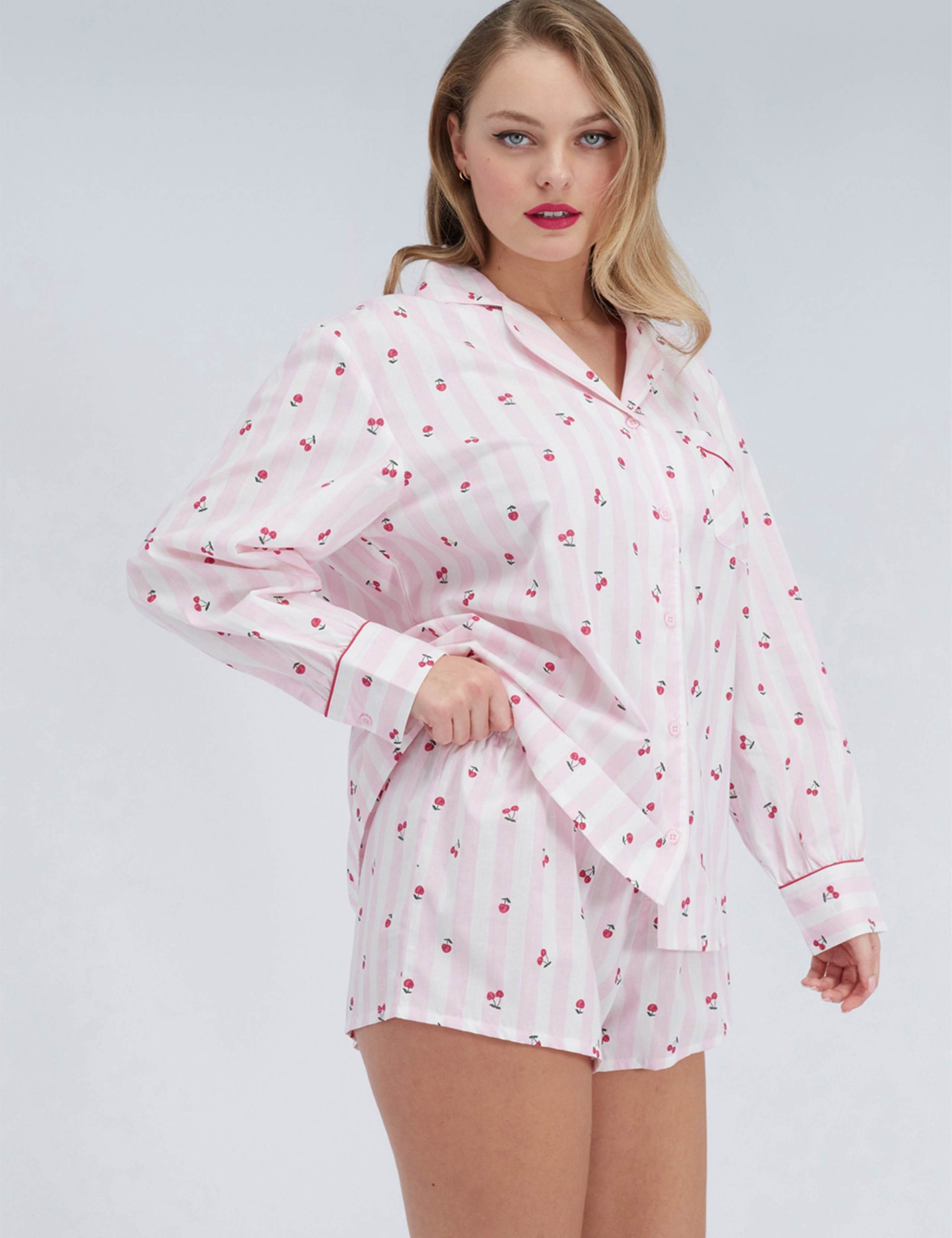 Pure Cotton Cherry Striped Shortie Set 3 of 6