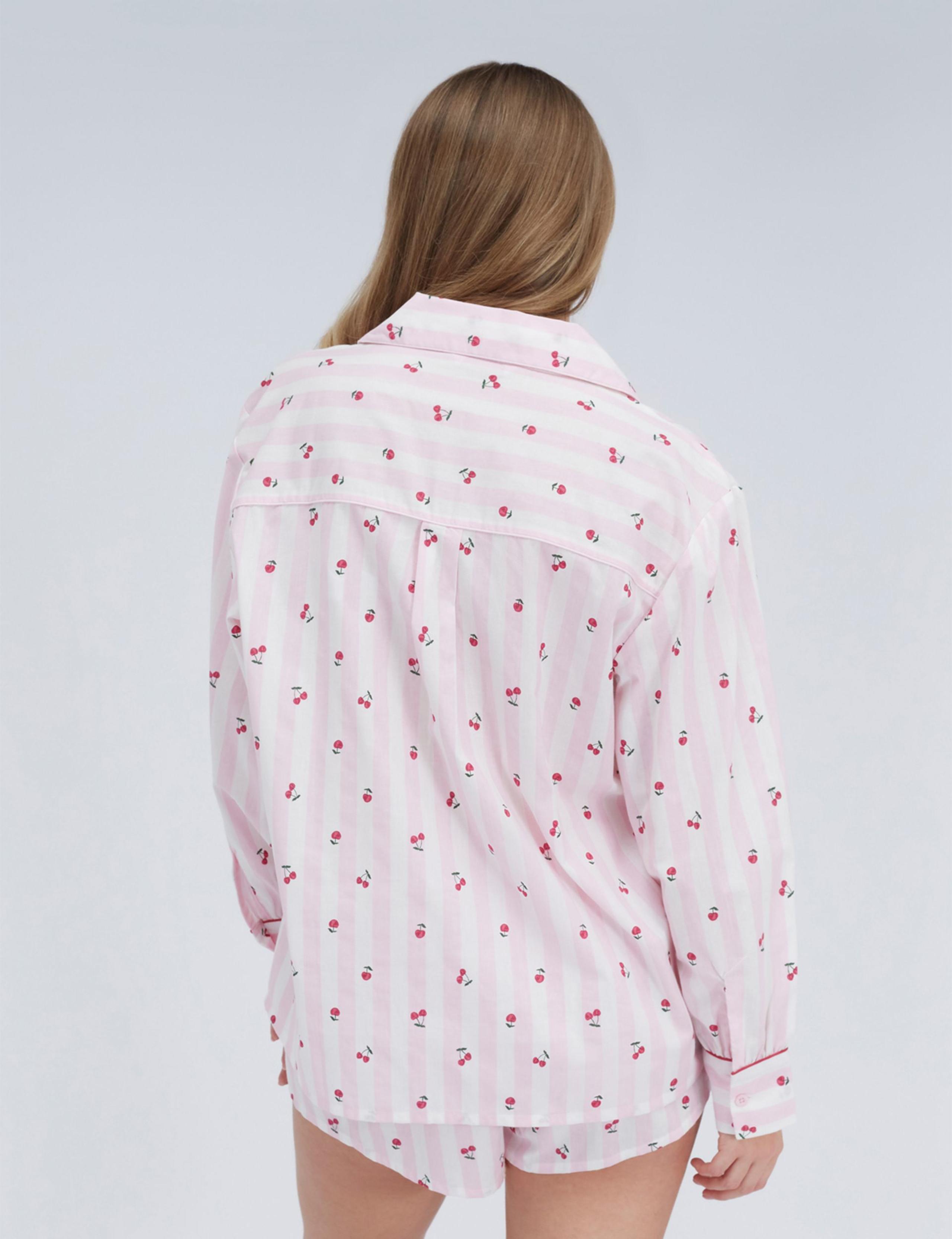 Pure Cotton Cherry Striped Shortie Set 6 of 6