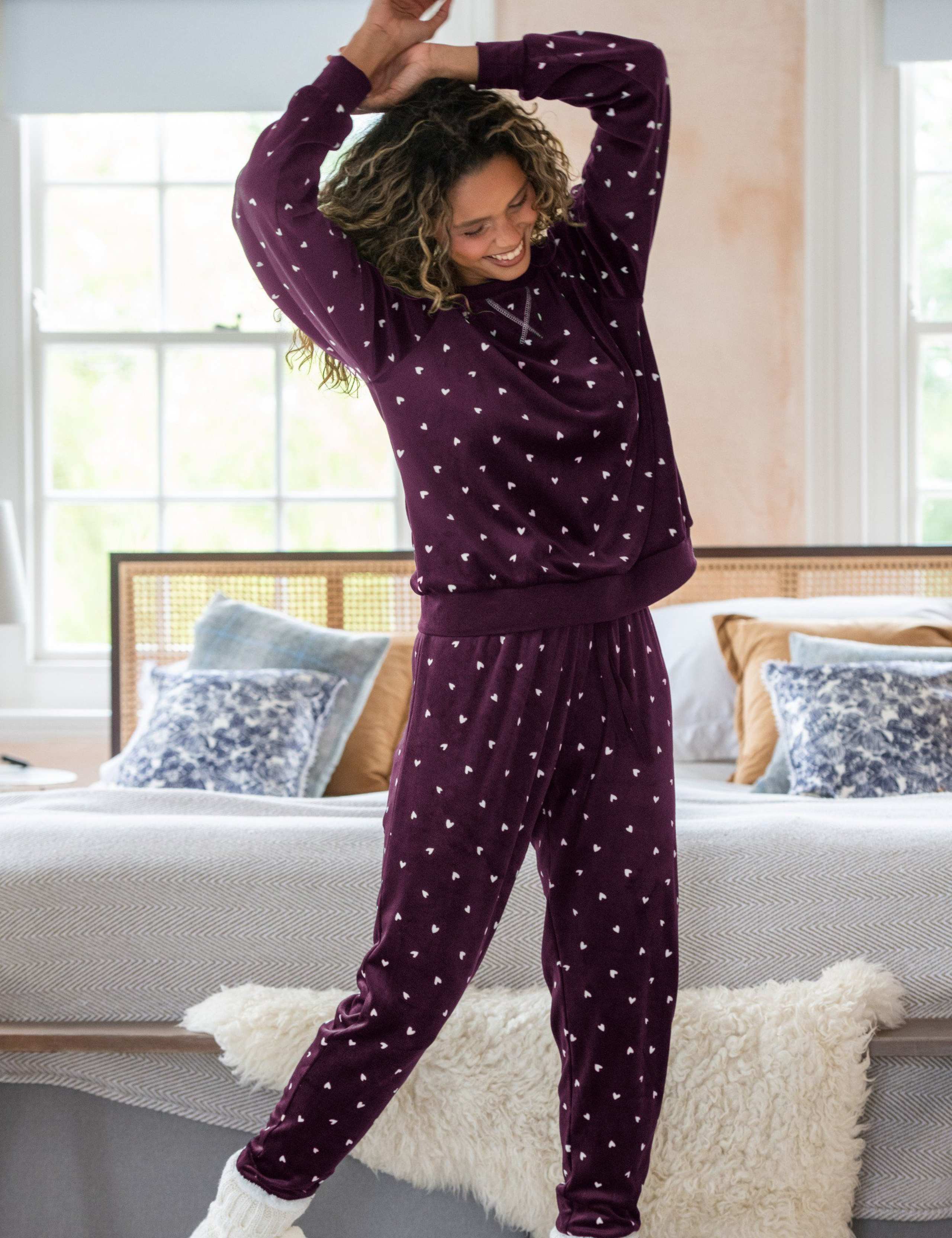 Fleece Heart Print Pyjama Set 3 of 8