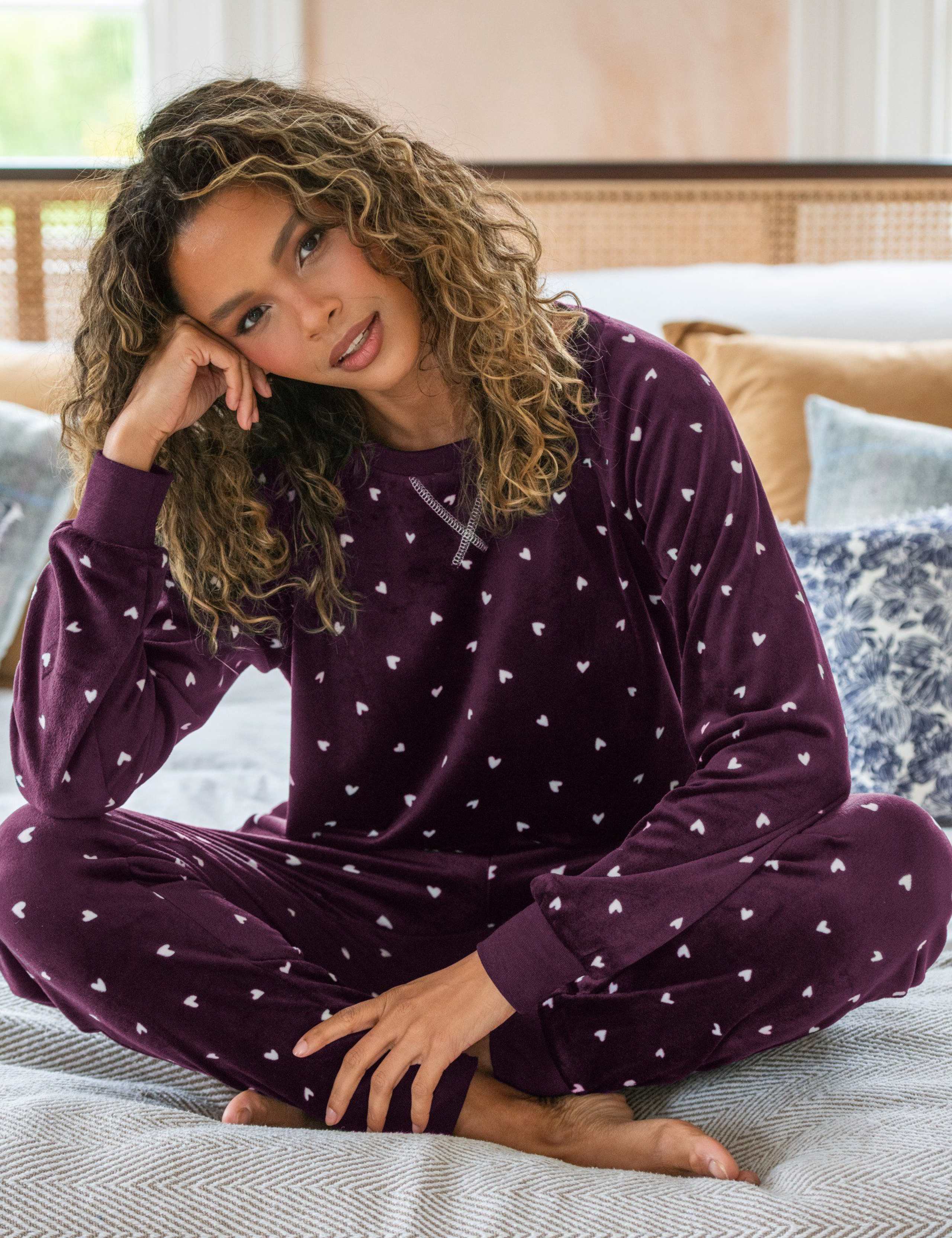 Fleece Heart Print Pyjama Set 5 of 8