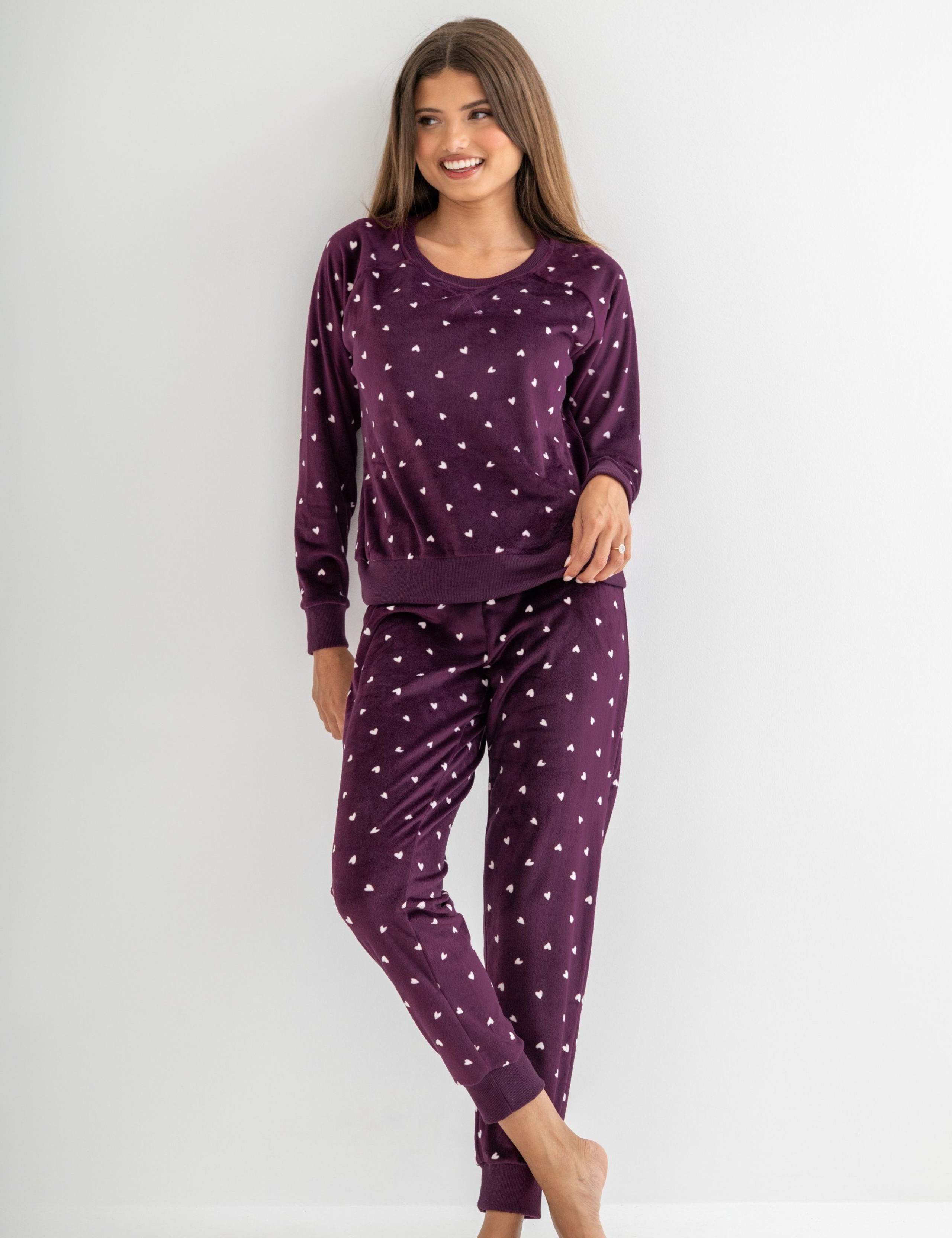 Fleece Heart Print Pyjama Set 6 of 8