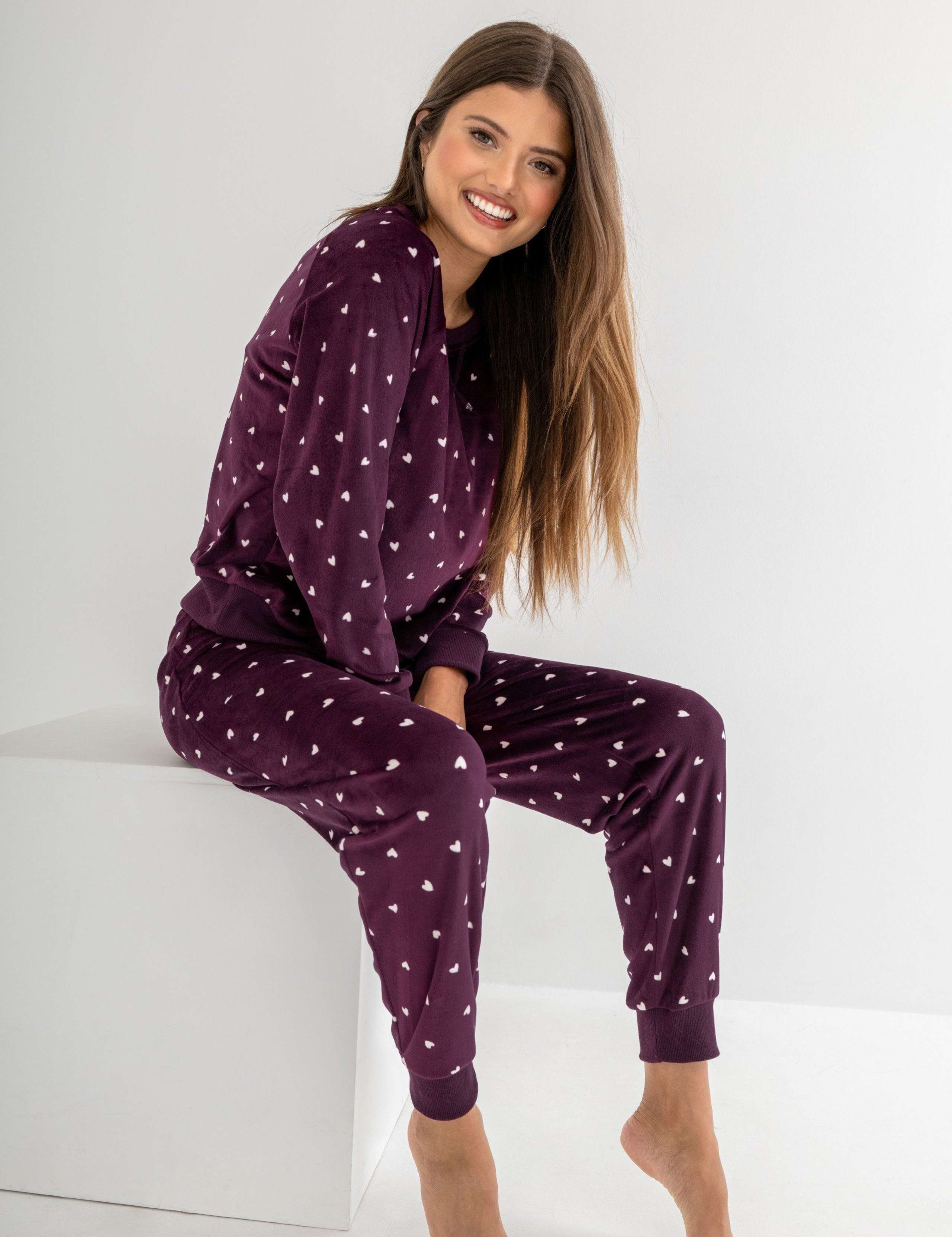 Fleece Heart Print Pyjama Set 7 of 8