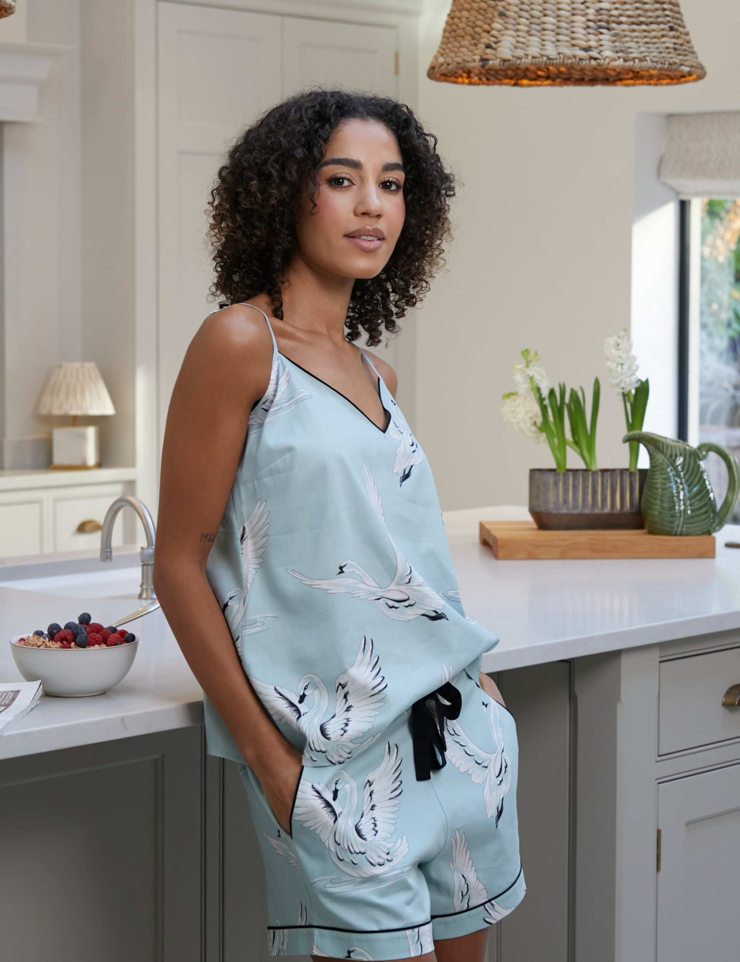 Cotton Rich Swan Print Pyjama Shorts 3 of 4