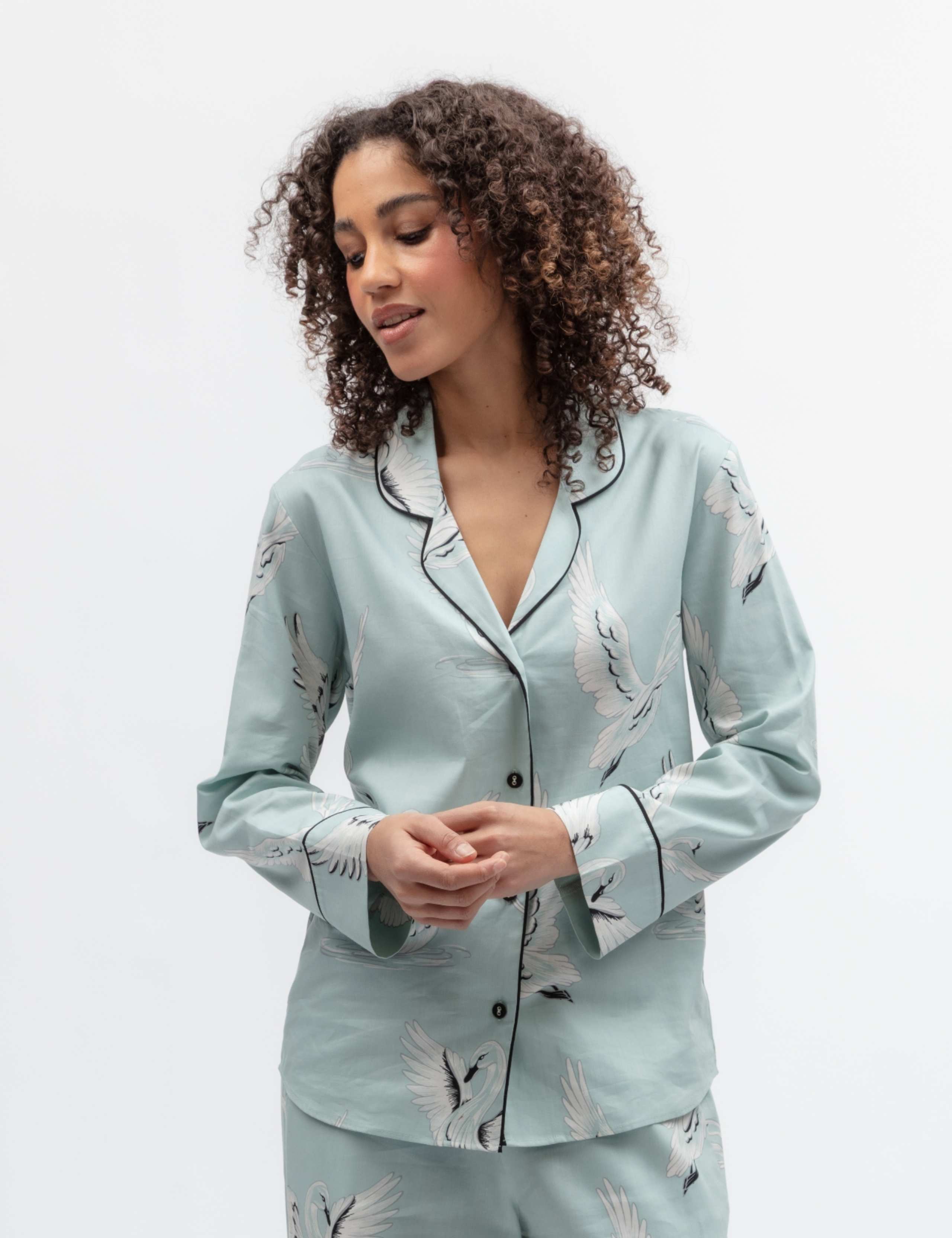 Cotton Rich Swan Print Pyjama Top 6 of 7
