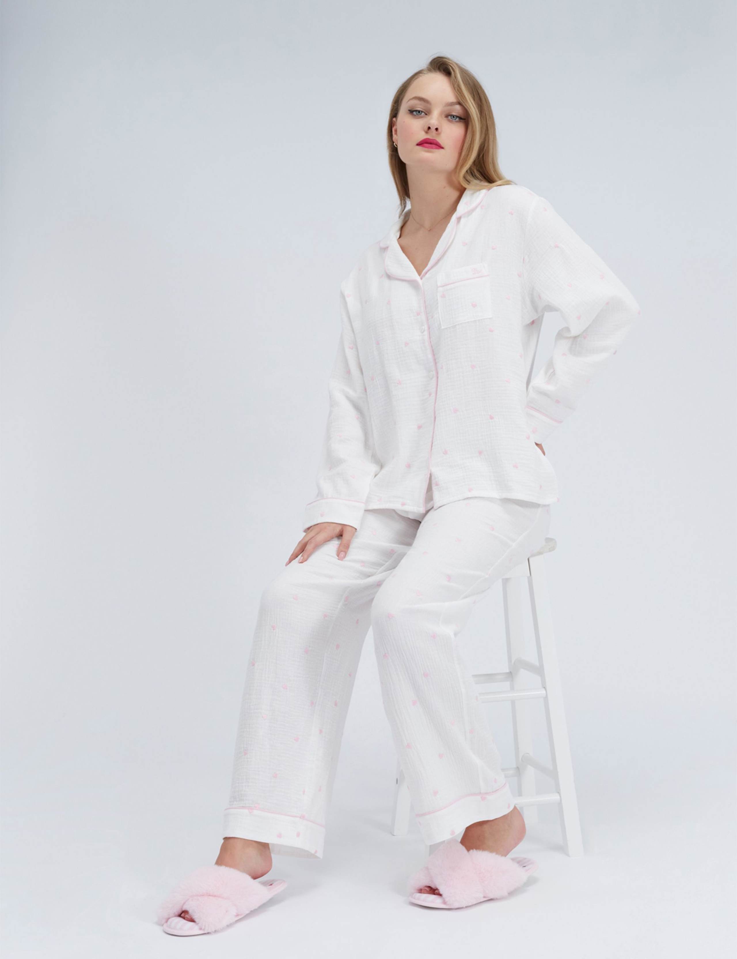 Pure Cotton Heart Pyjama Set 2 of 7