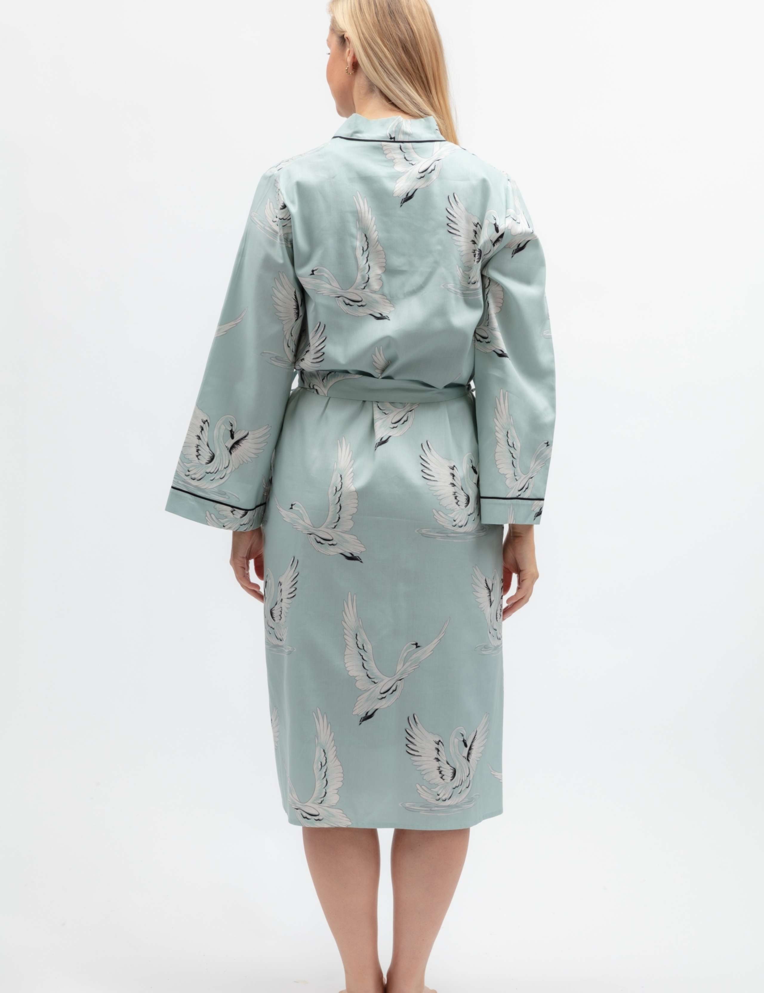 Cotton Modal Swan Print Dressing Gown 3 of 3