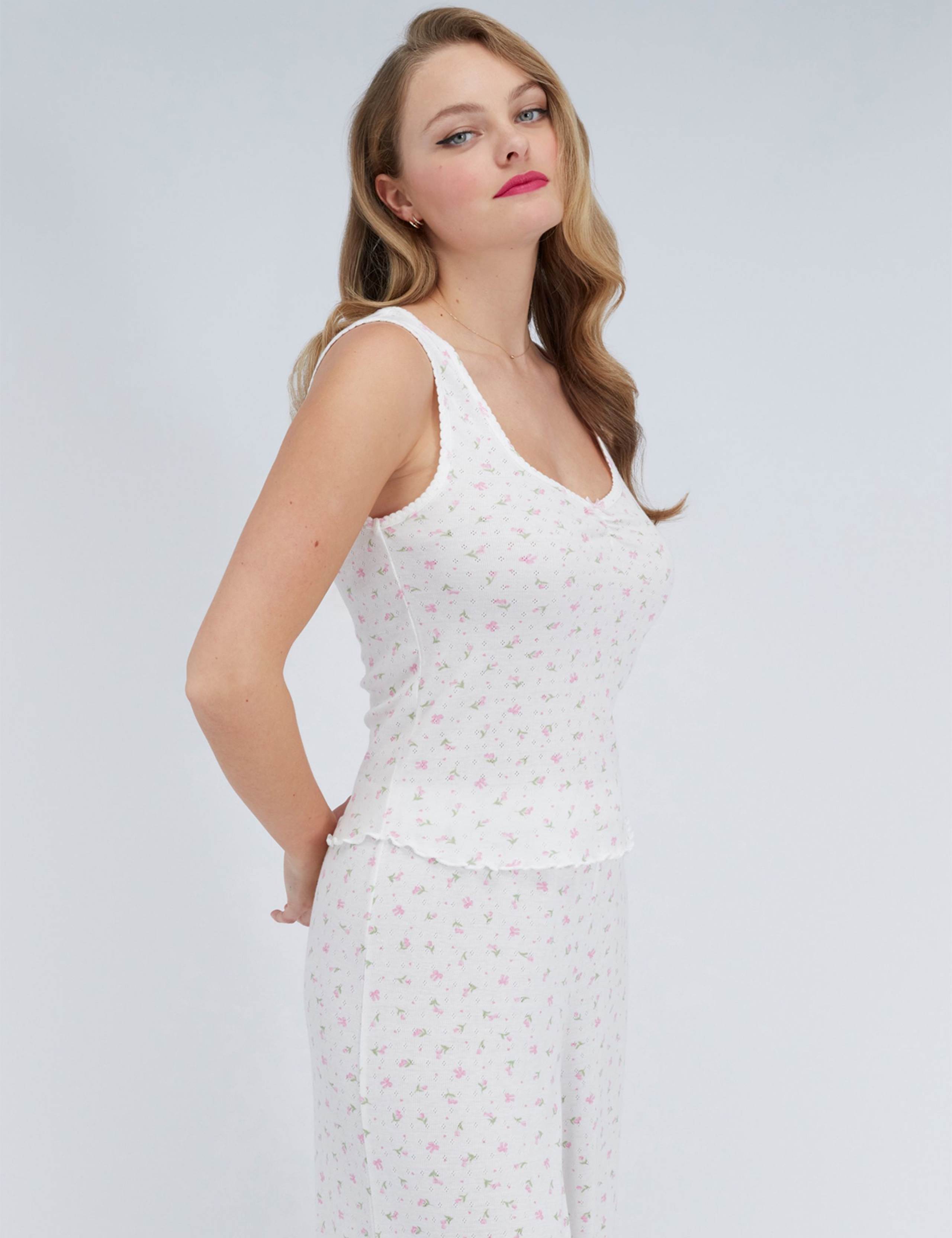 Floral Pointelle Wide Leg Pyjama Set 3 of 5