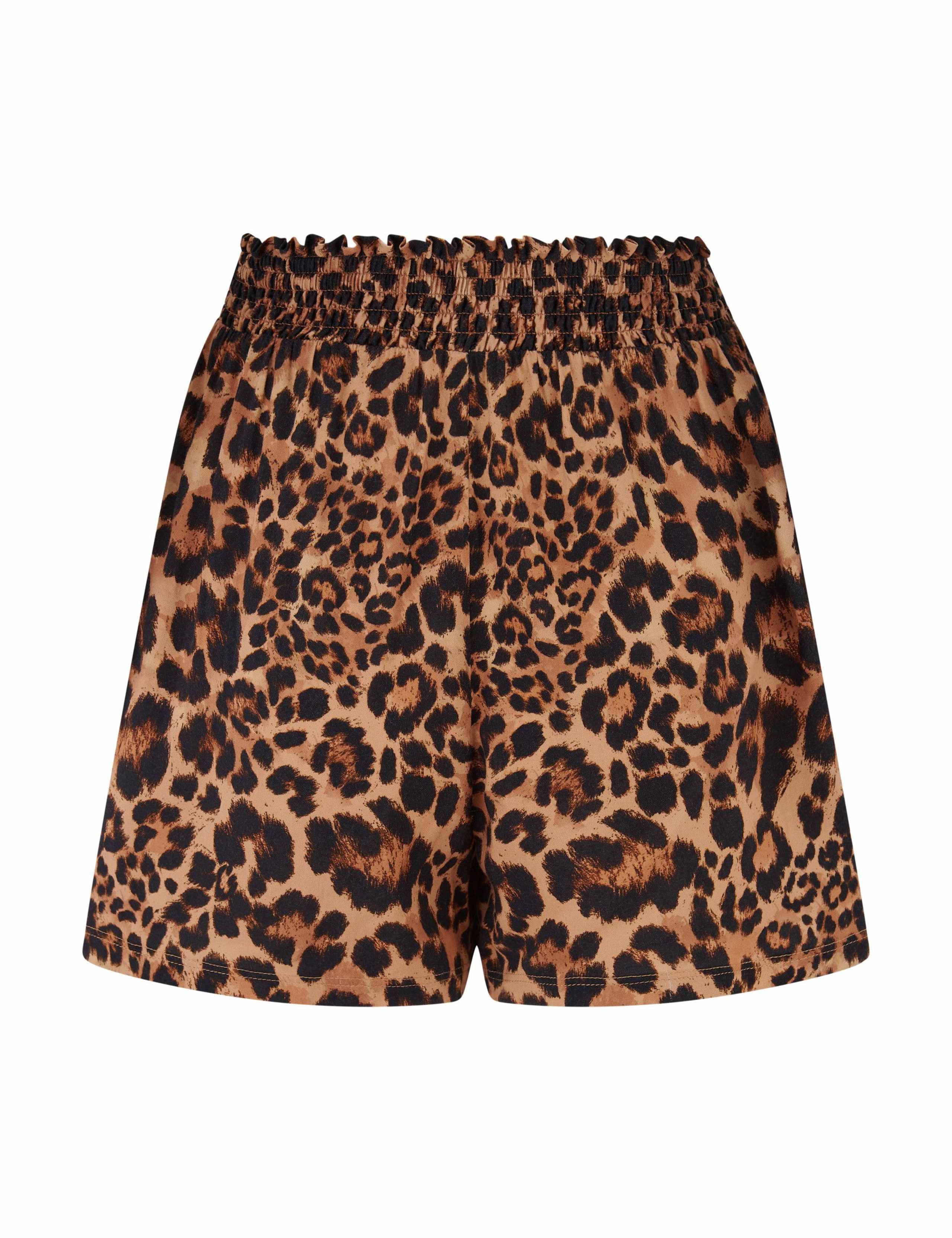 Animal Print High Waisted Shirred Beach Shorts 6 of 6
