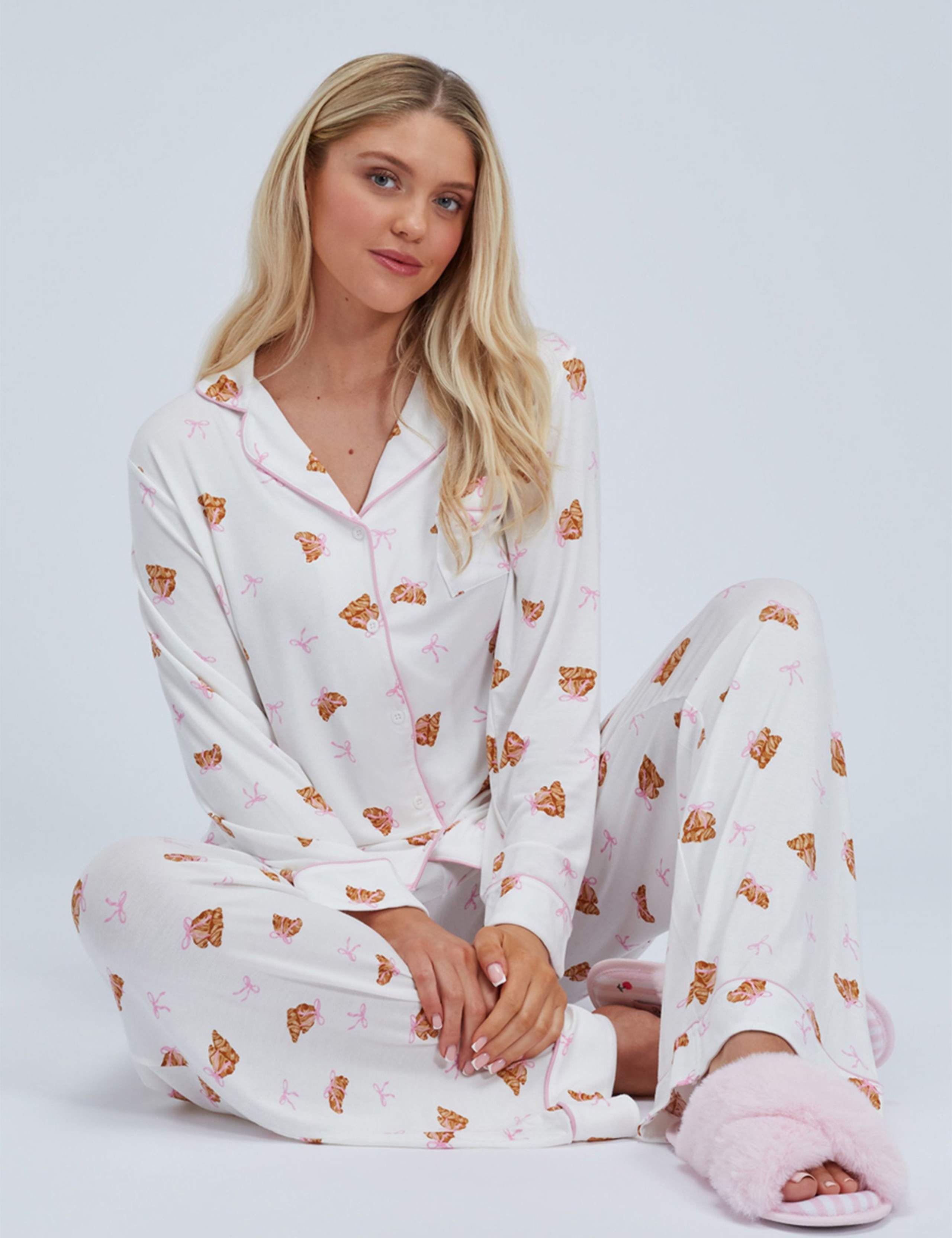 Modal Rich Croissant Print Pyjama Set 3 of 9