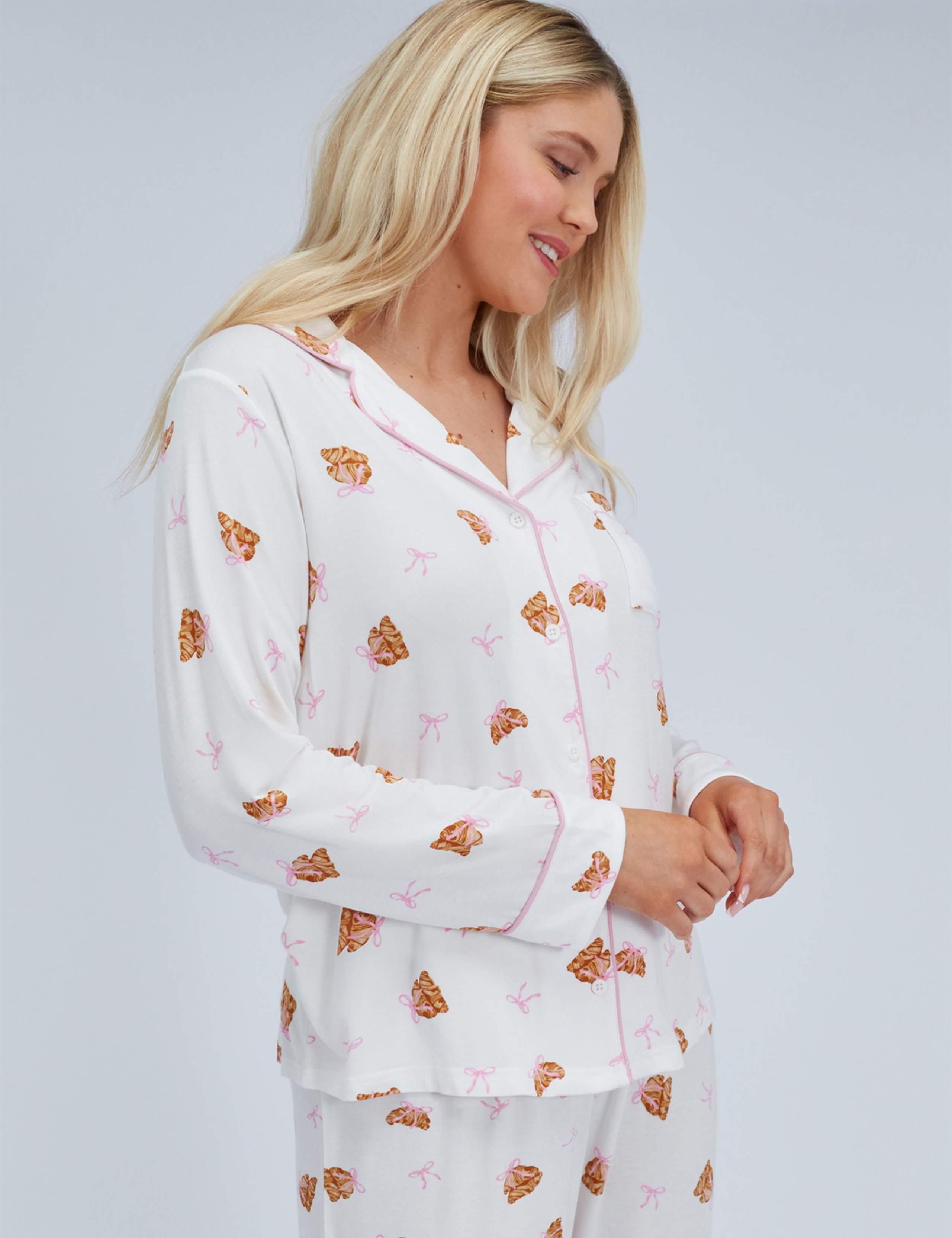 Modal Rich Croissant Print Pyjama Set 5 of 9