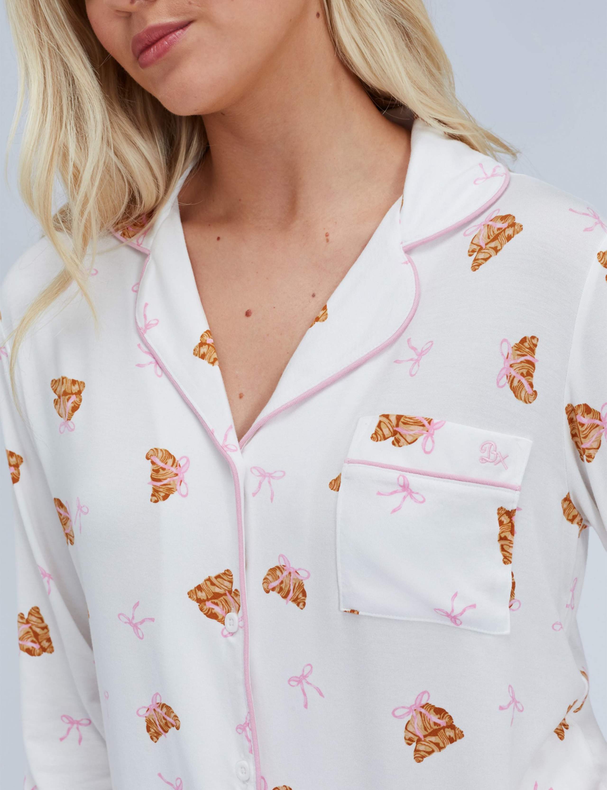Modal Rich Croissant Print Pyjama Set 6 of 9