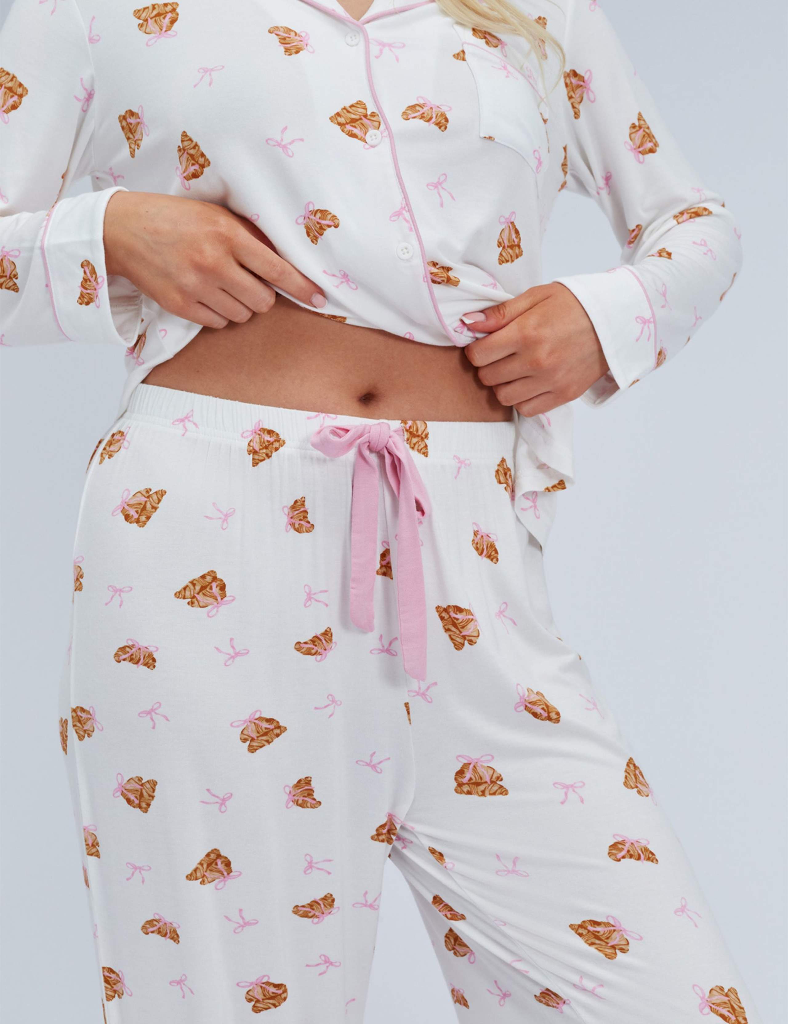 Modal Rich Croissant Print Pyjama Set 9 of 9