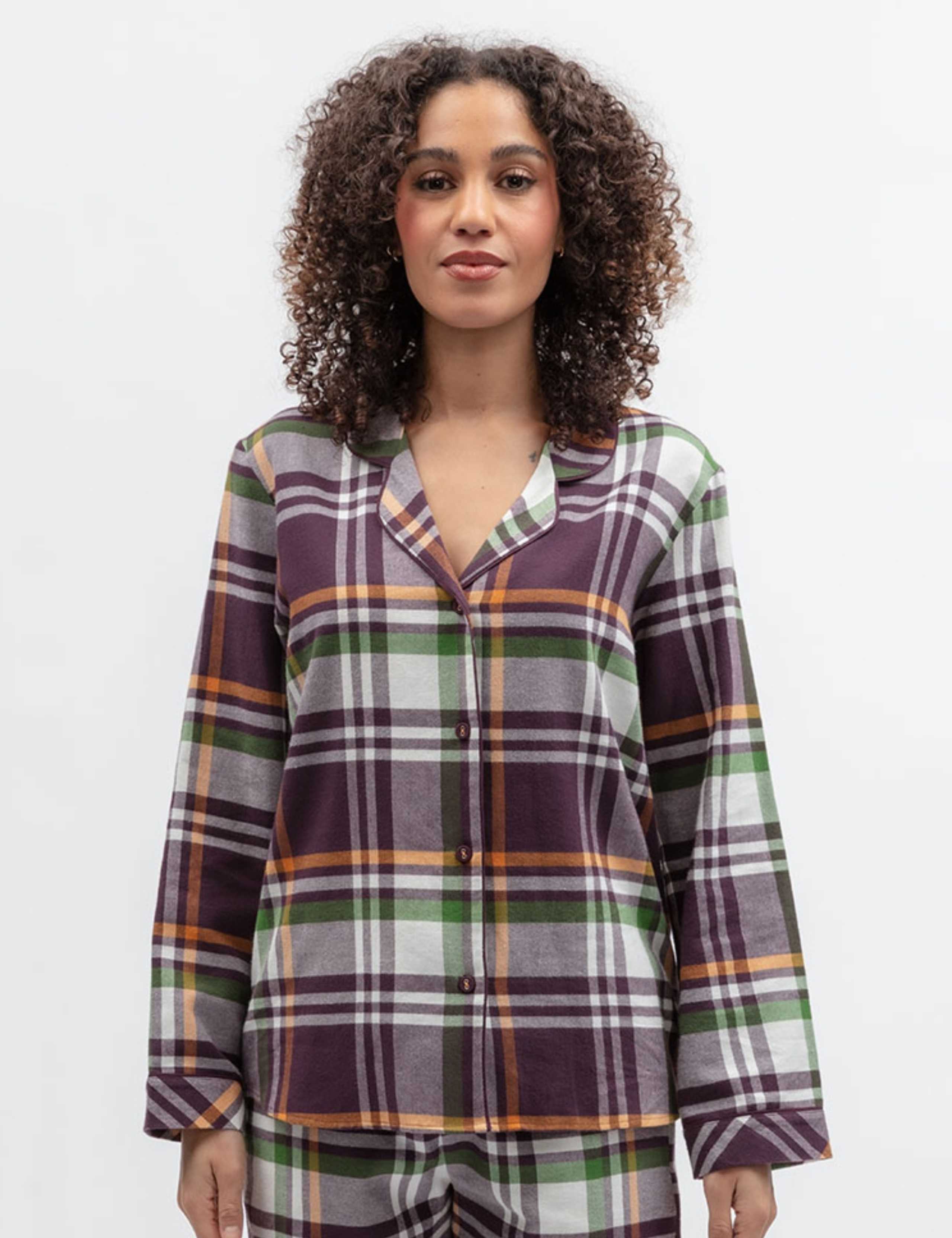 Pure Cotton Checked Pyjama Top 1 of 4