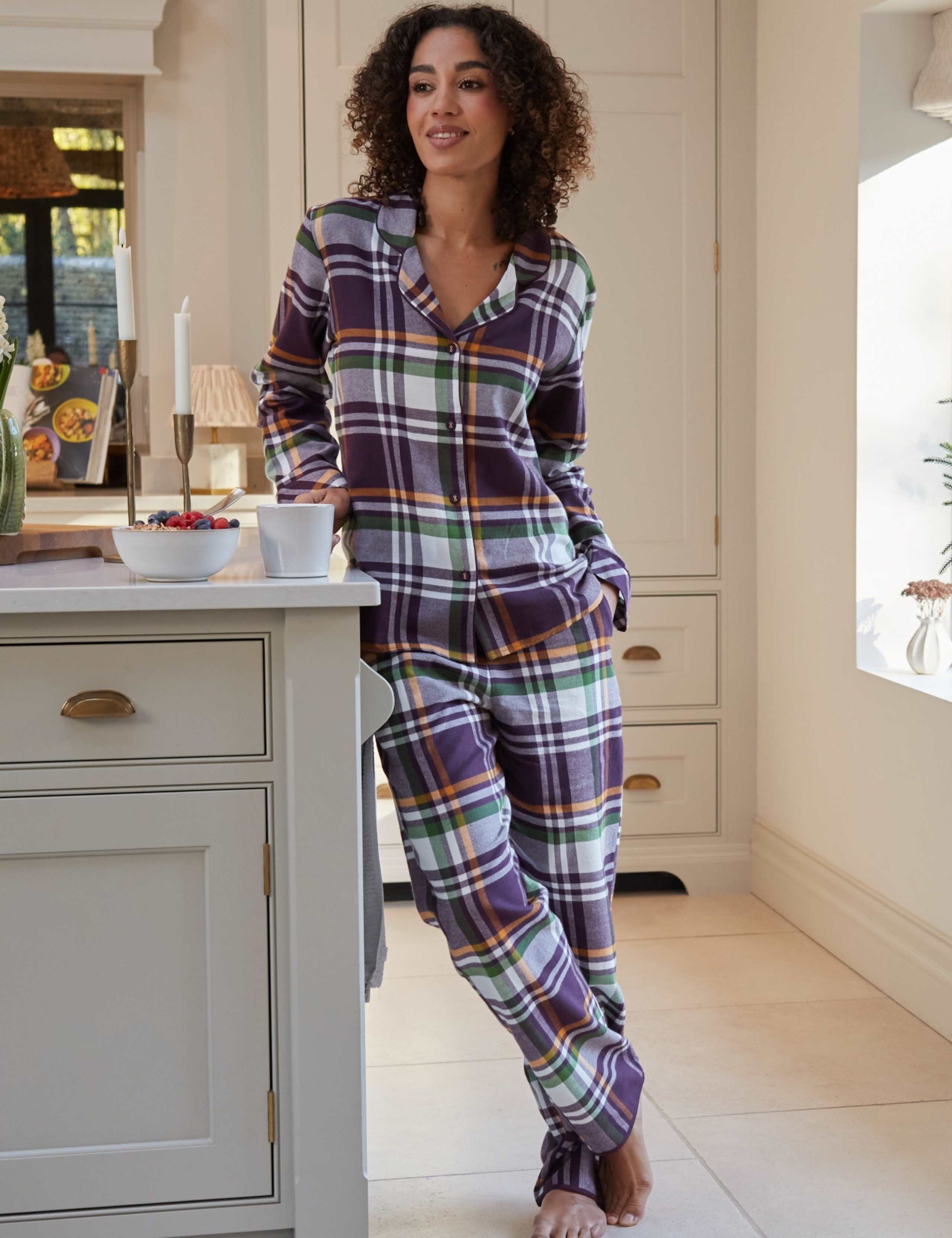 Pure Cotton Checked Pyjama Top 3 of 4