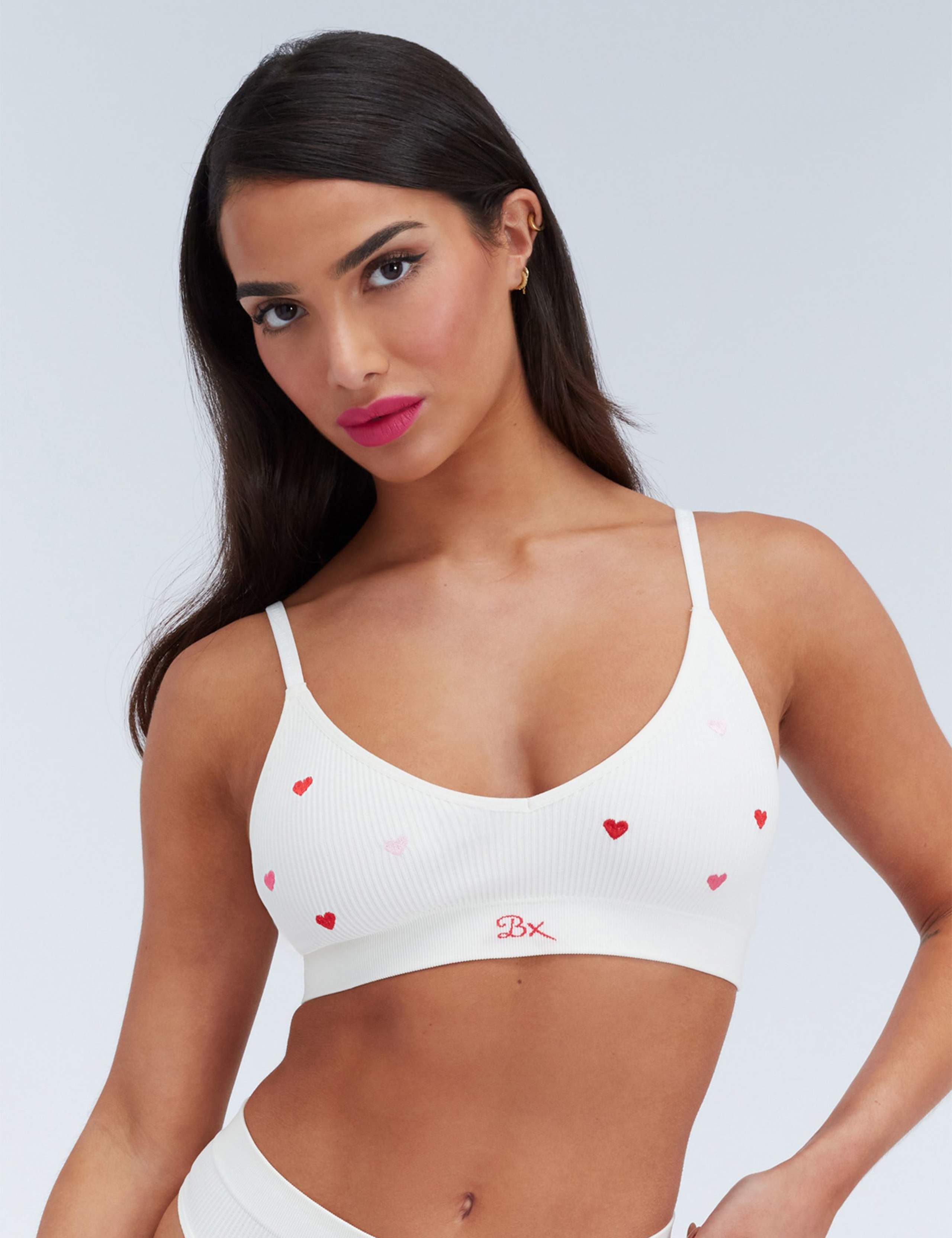 Valentines Heart Embroidered Seamless Bralette 1 of 2