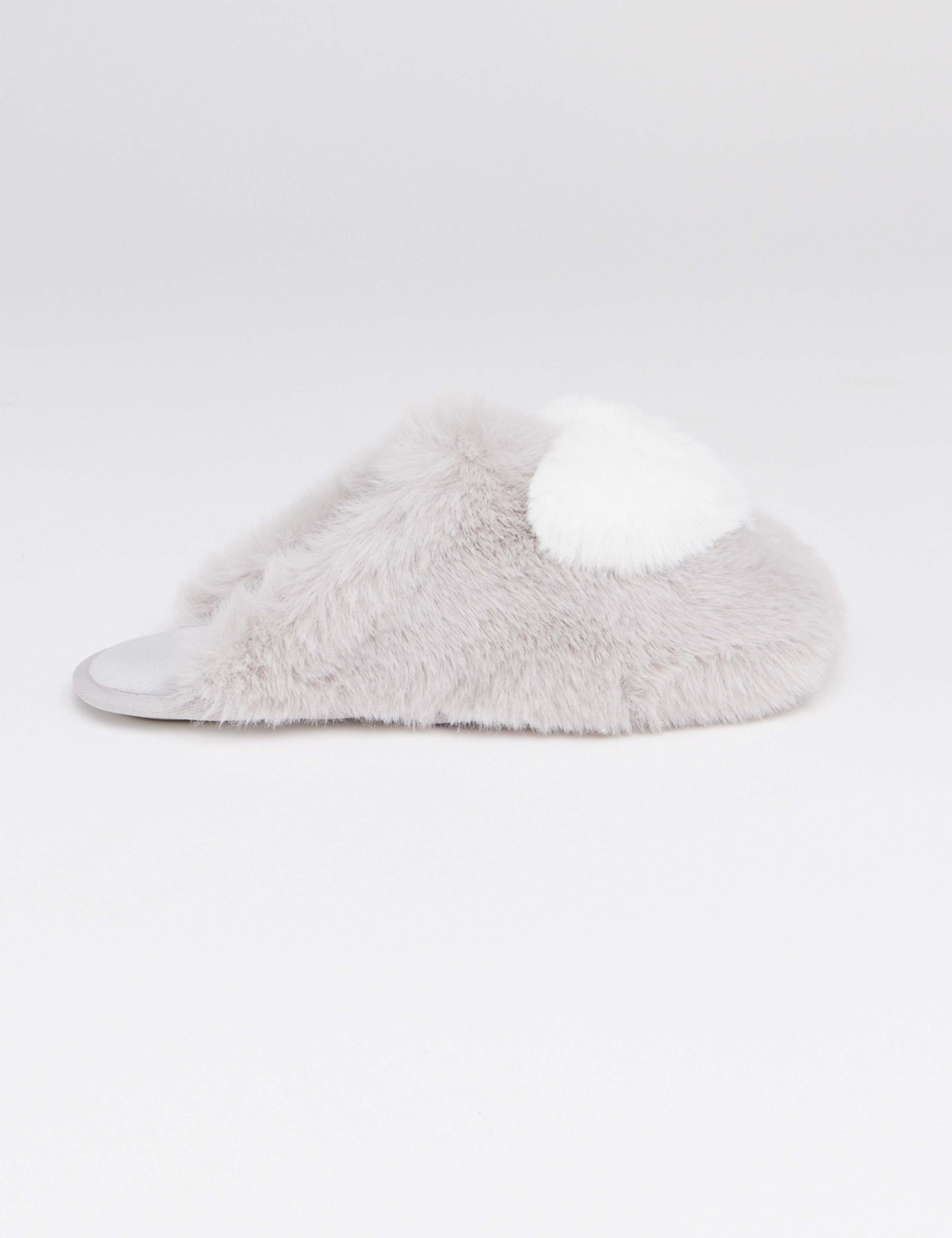 Faux Fur Heart Mule Slippers 2 of 5