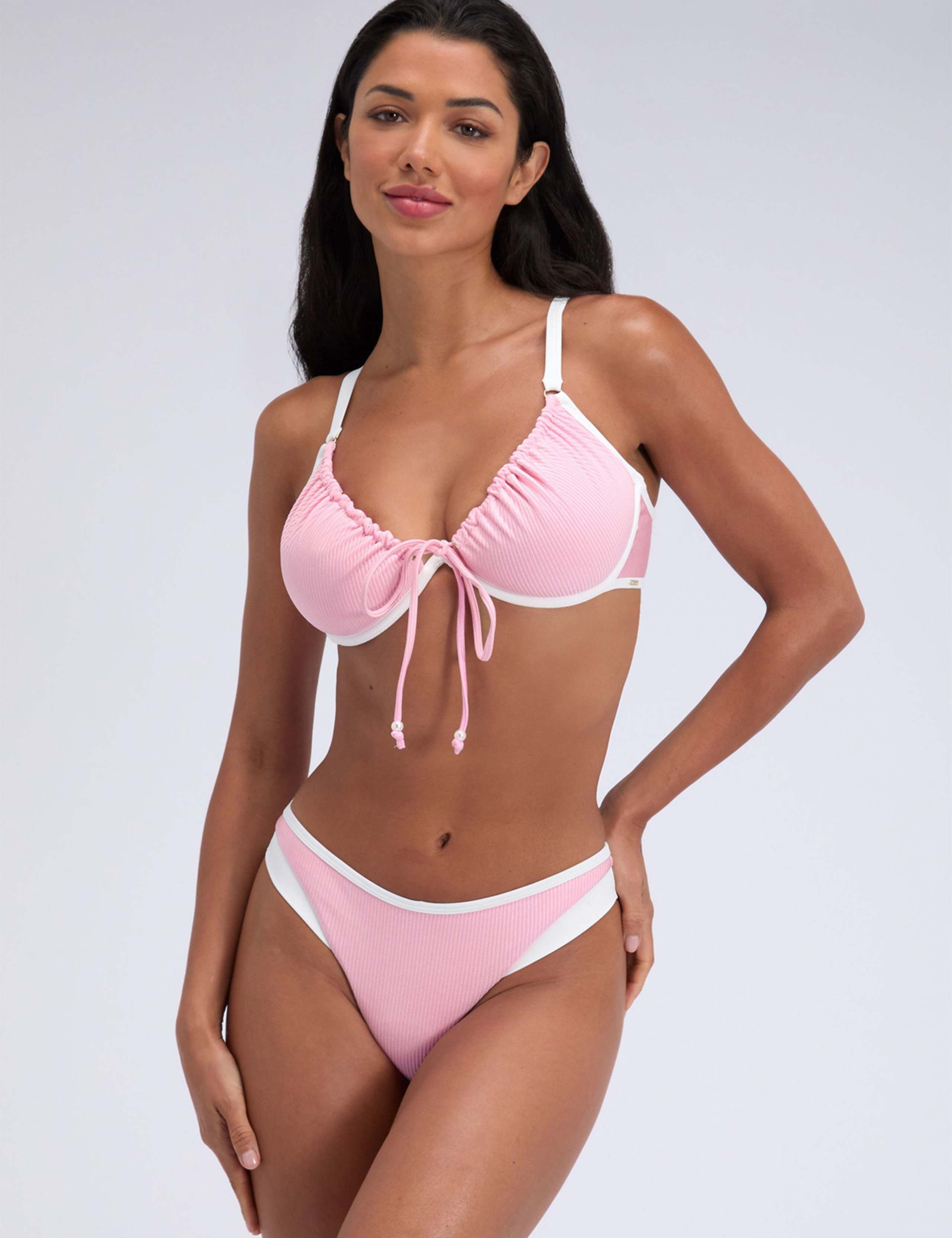 Ibiza Piped Ribbed Brazilian Bikini Bottoms 1 of 5