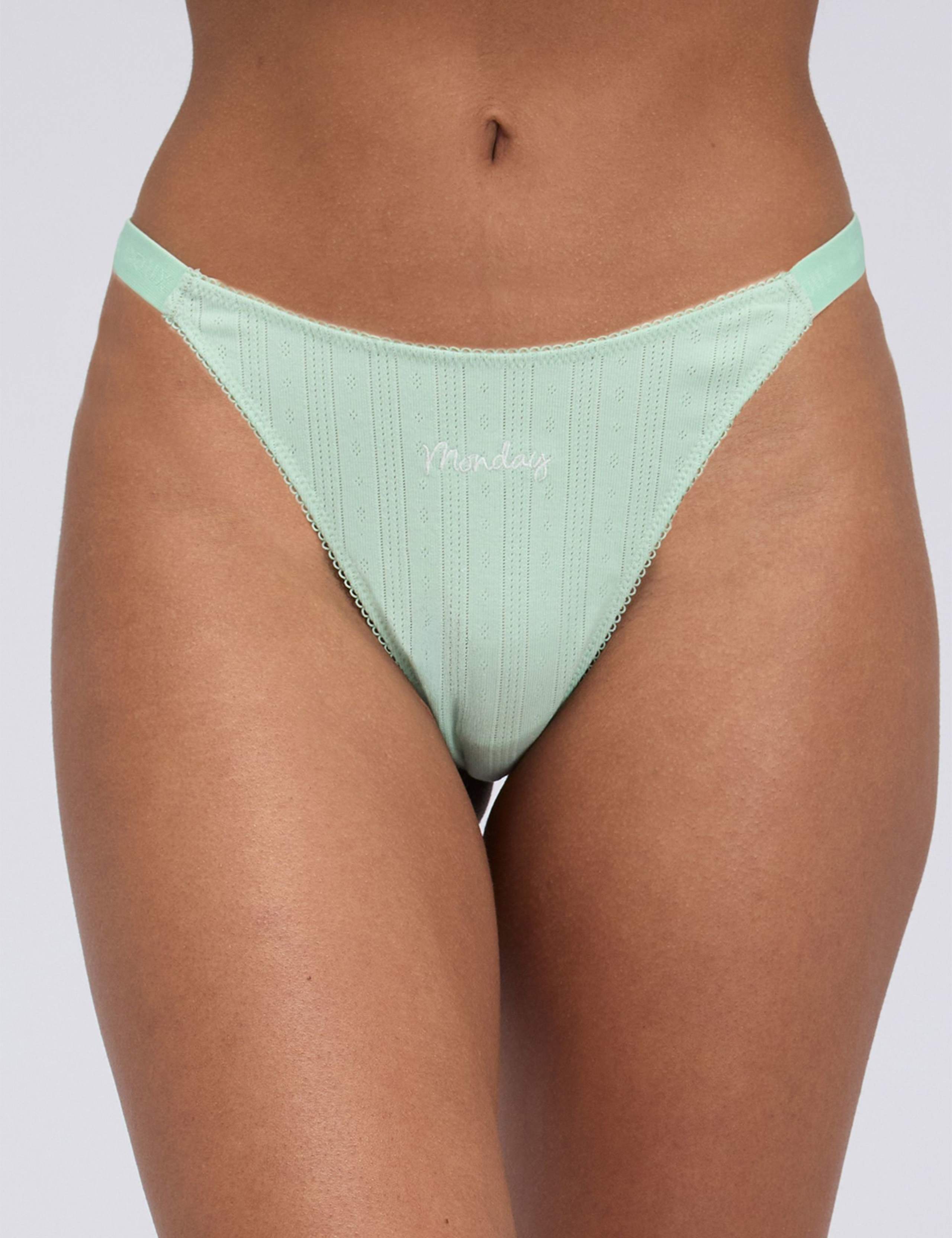 5 Pack Cotton Rich Weekday Pointelle Thongs 1 of 13