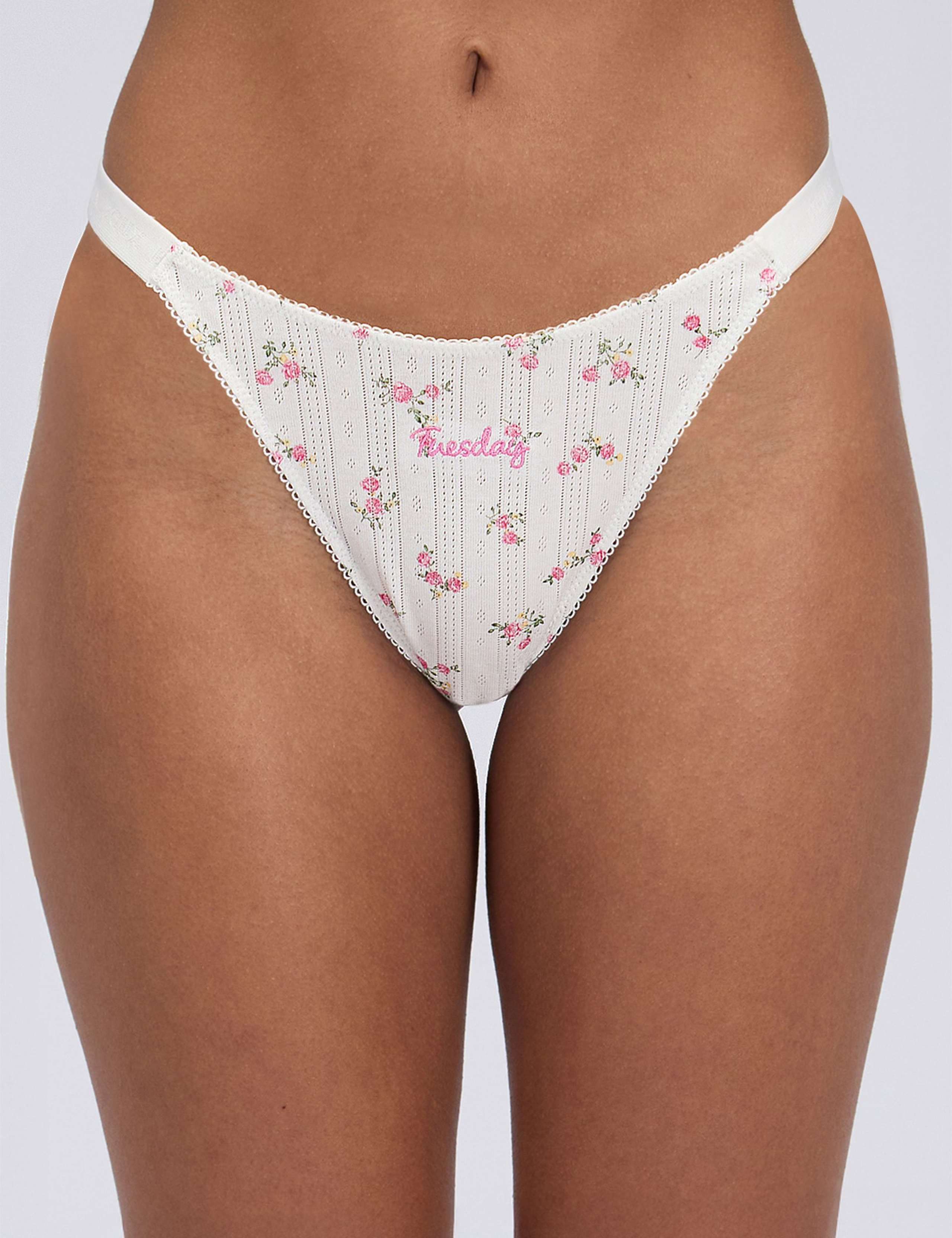 5 Pack Cotton Rich Weekday Pointelle Thongs 3 of 13
