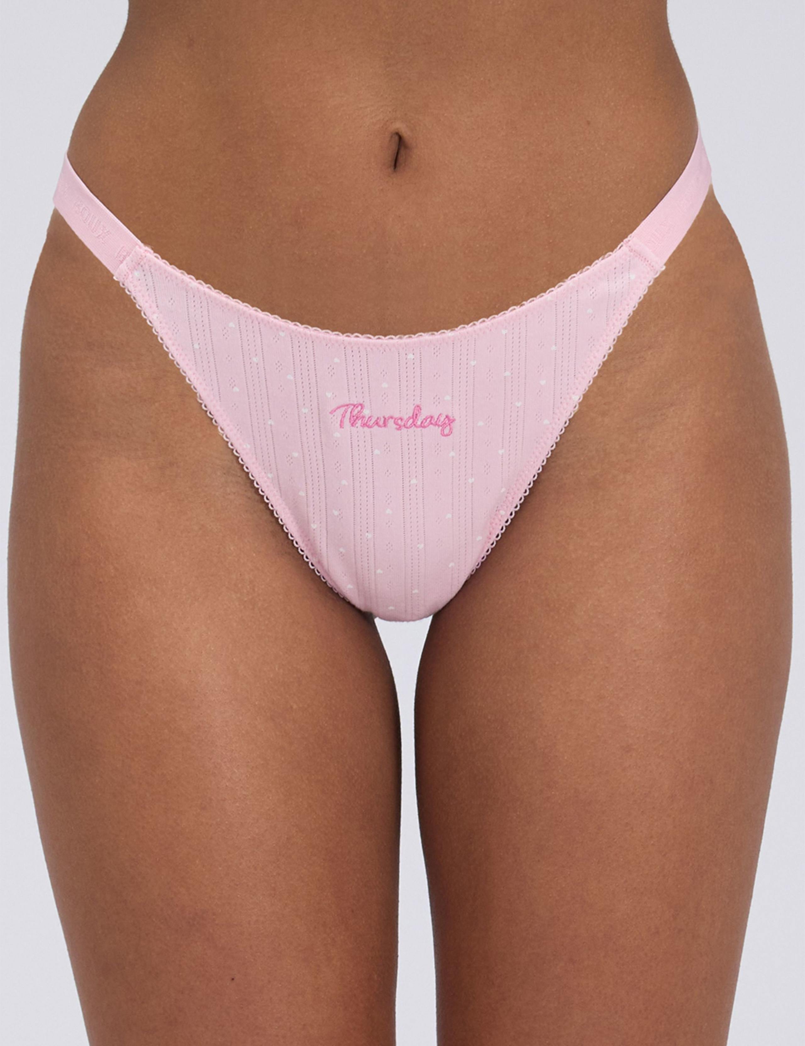 5 Pack Cotton Rich Weekday Pointelle Thongs 5 of 13