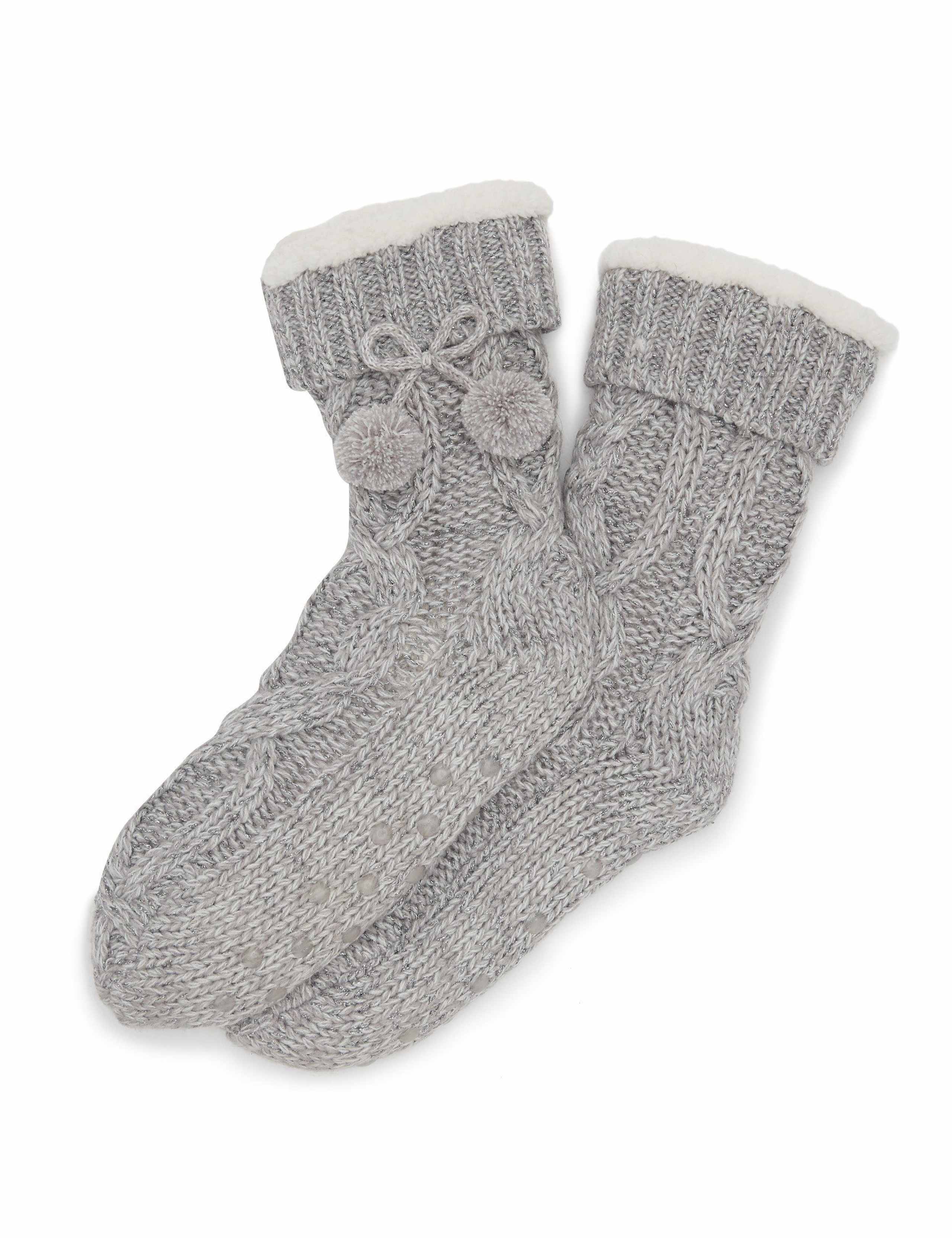 Cable Knit Lined Slipper Socks 3 of 3
