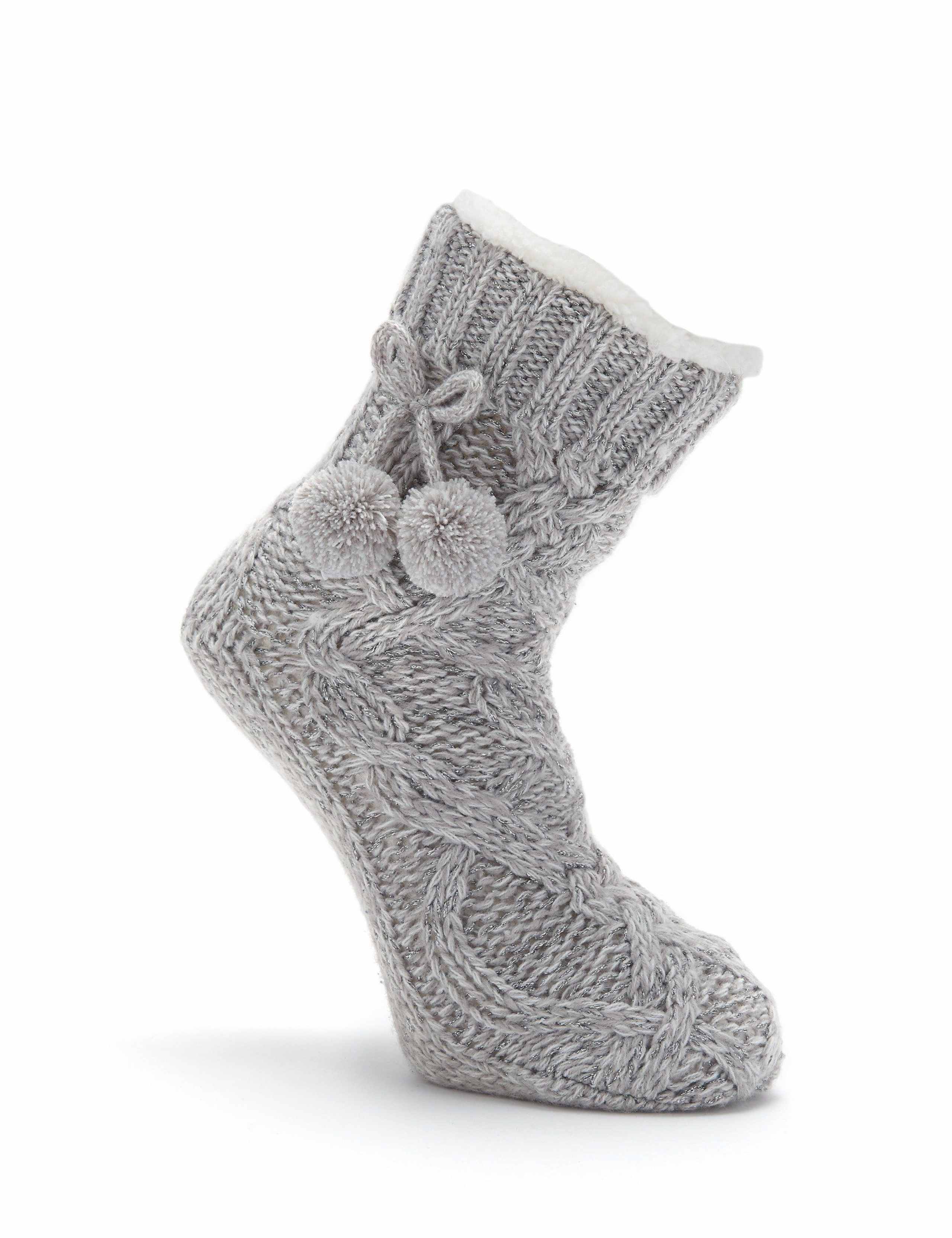 Cable Knit Lined Slipper Socks 2 of 3
