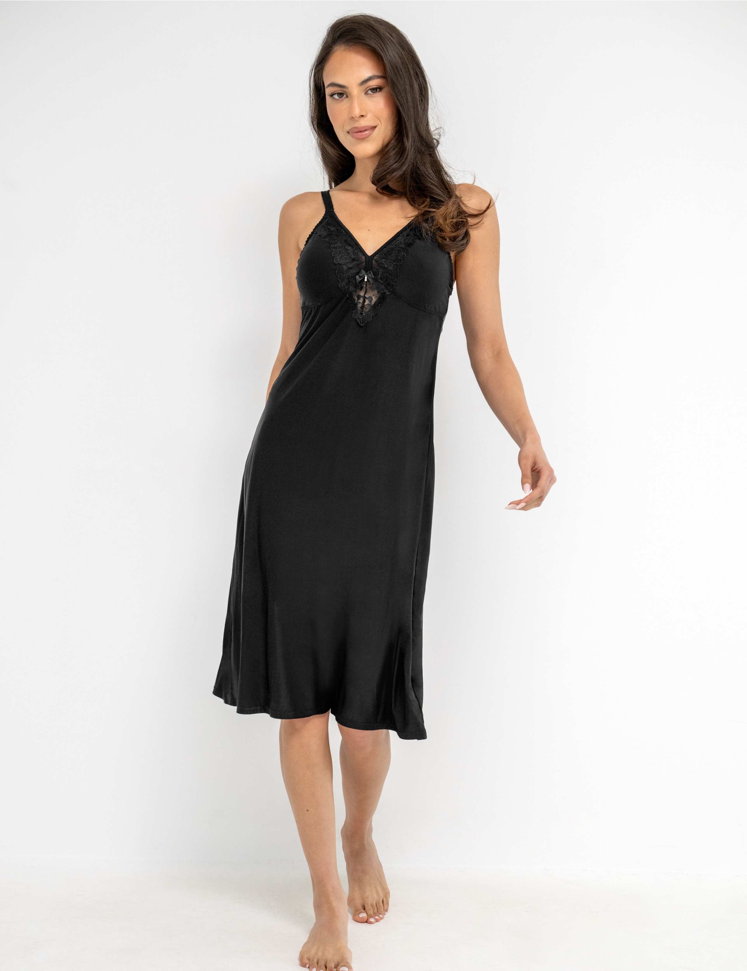 Embroidered Strappy Midi Chemise 1 of 6