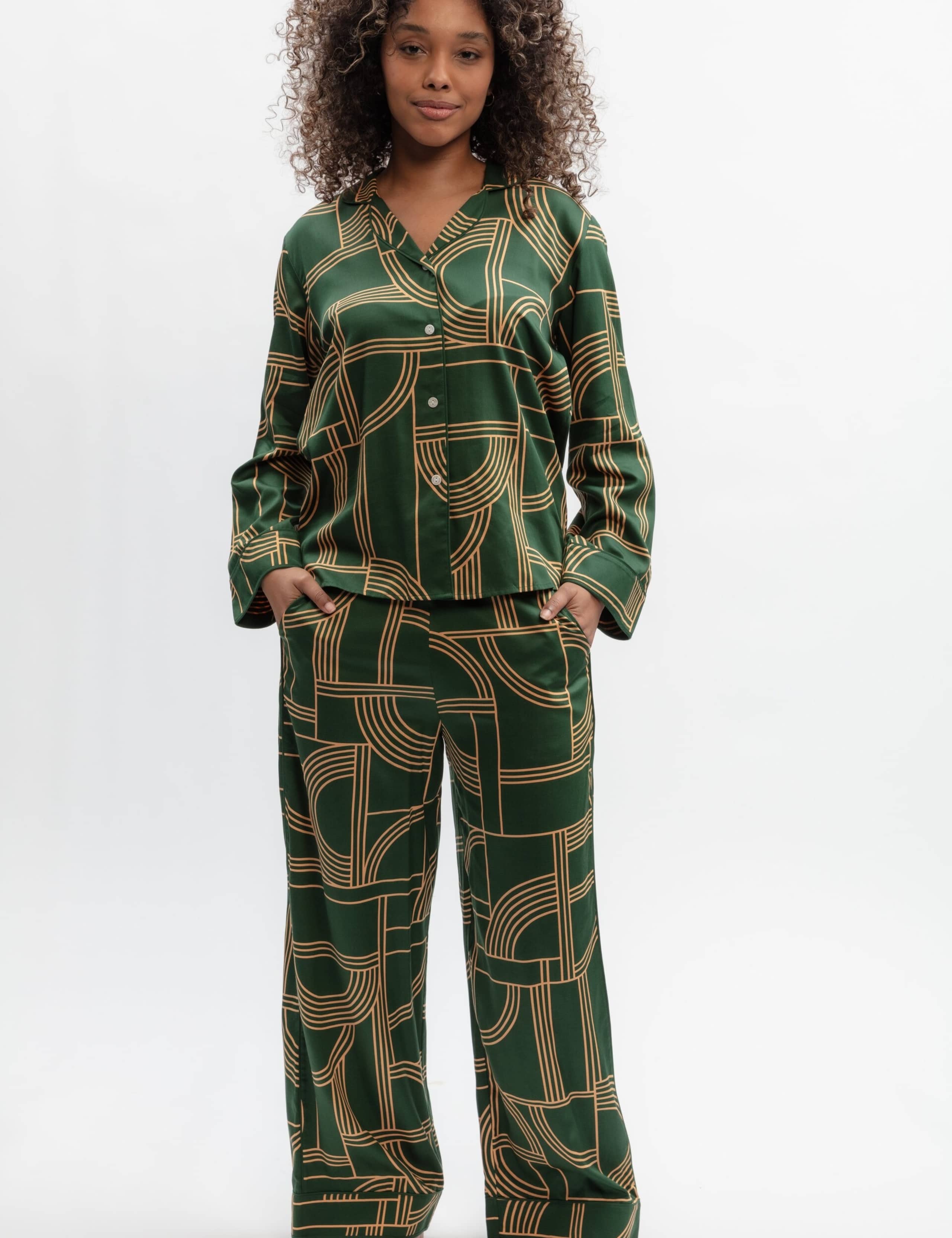 Cotton Modal Geometric Wide Leg Pyjama Set 1 of 4