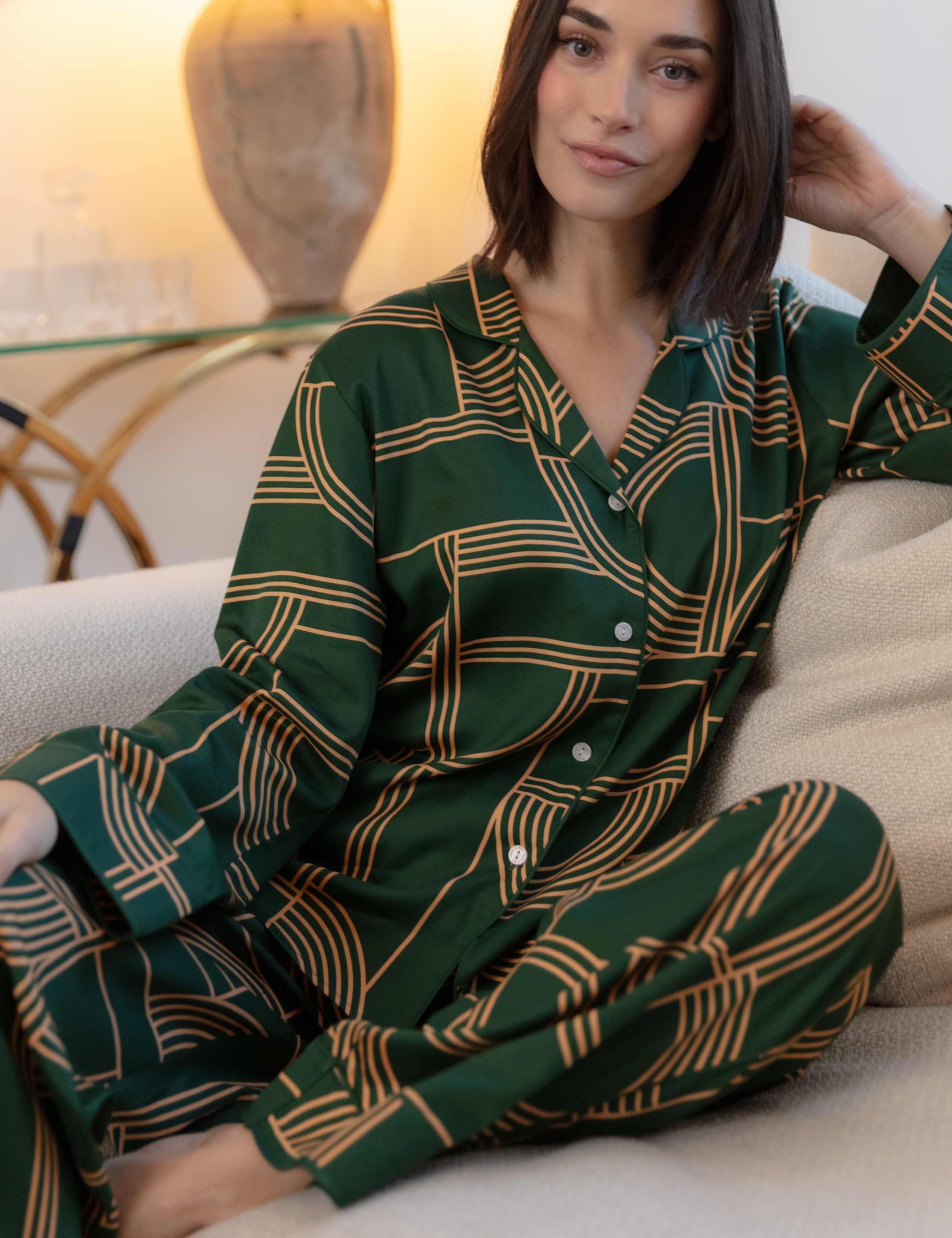 Cotton Modal Geometric Wide Leg Pyjama Set 3 of 4