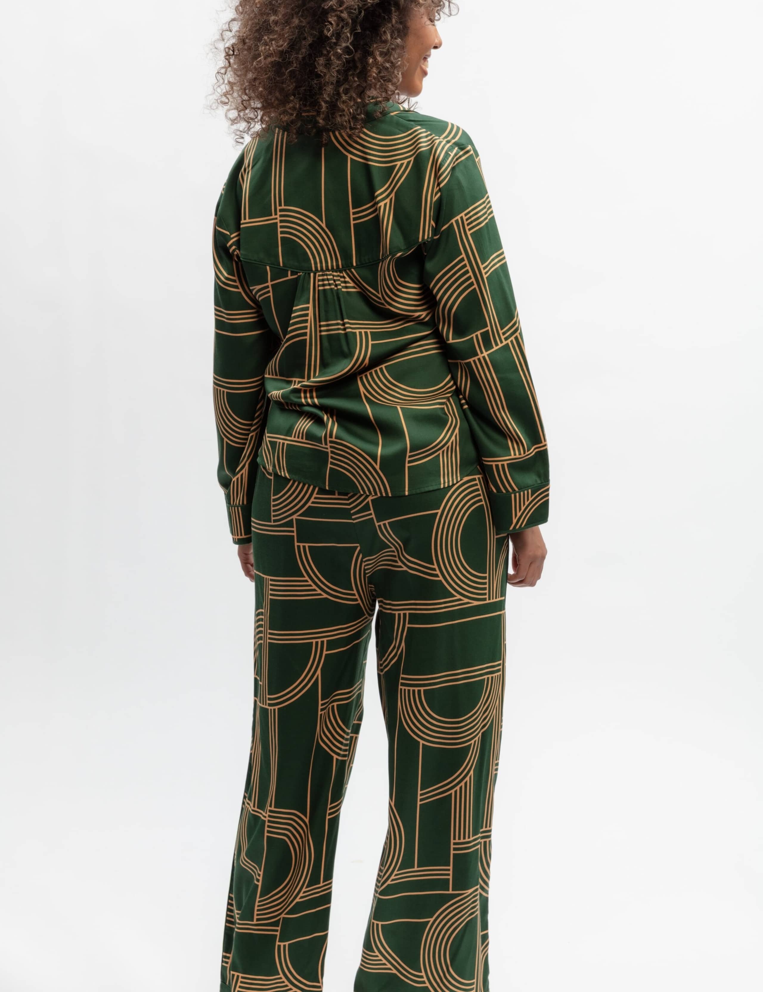Cotton Modal Geometric Wide Leg Pyjama Set 4 of 4
