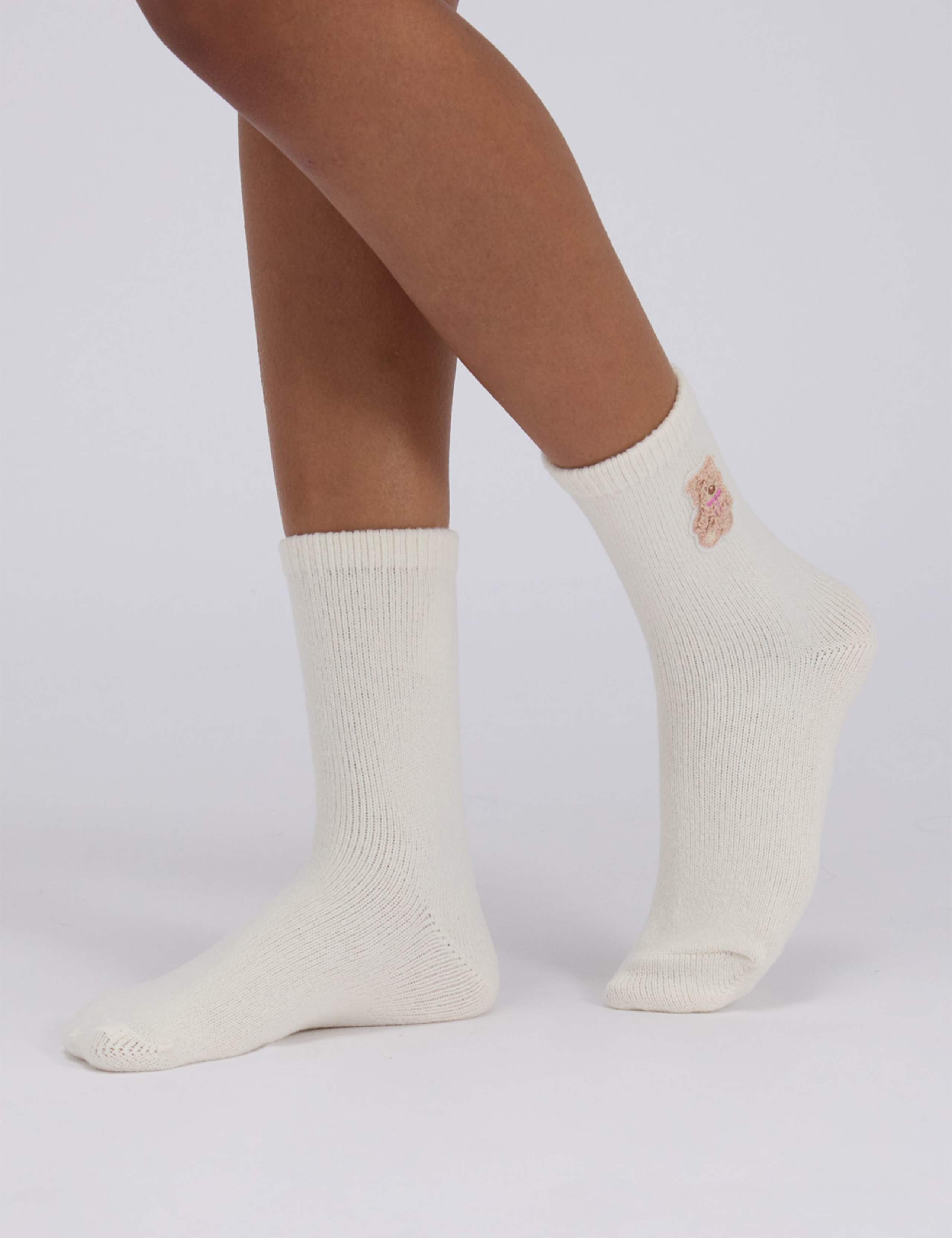 2 Pack Teddy Bear Fluffy Socks 1 of 7