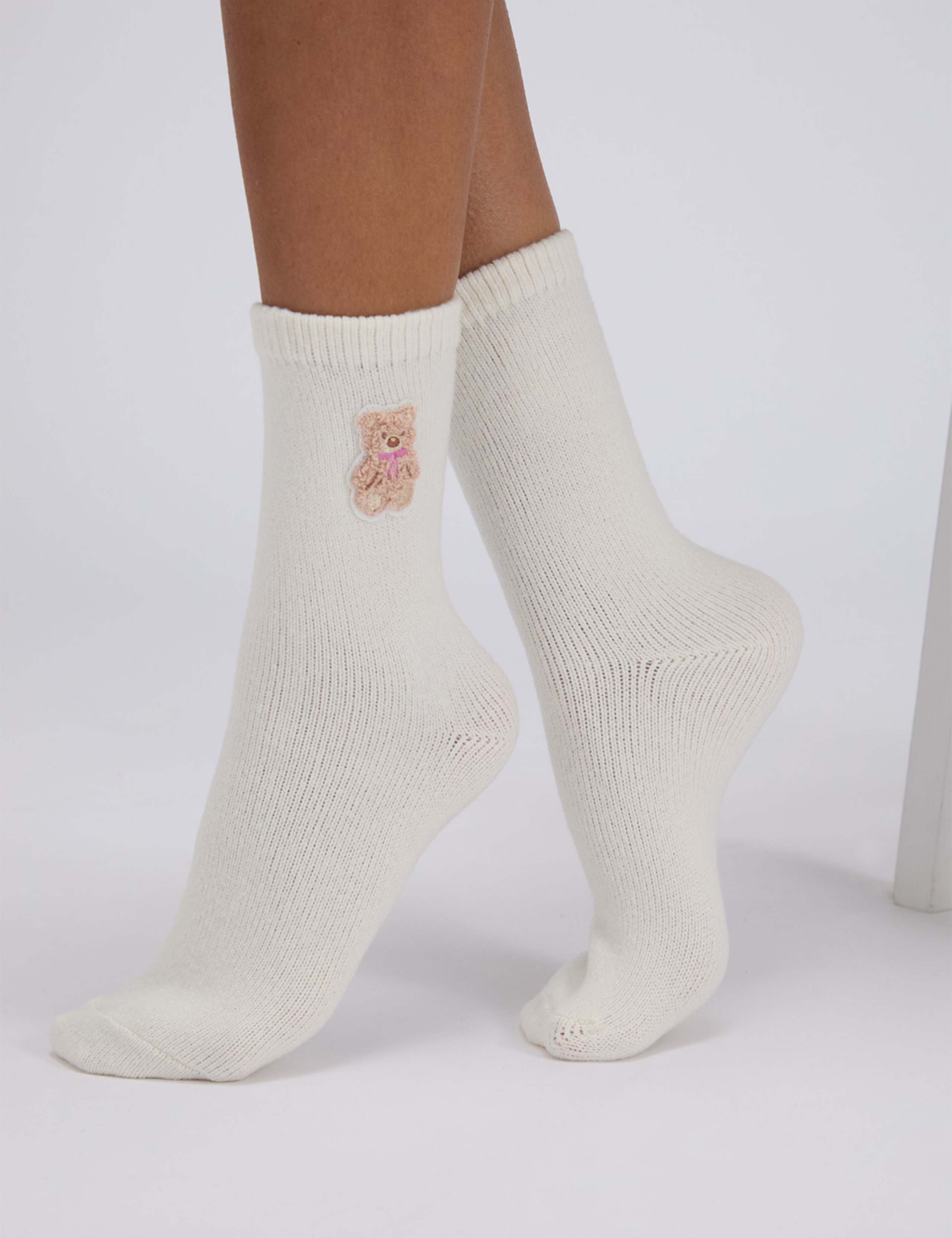 2 Pack Teddy Bear Fluffy Socks 3 of 7