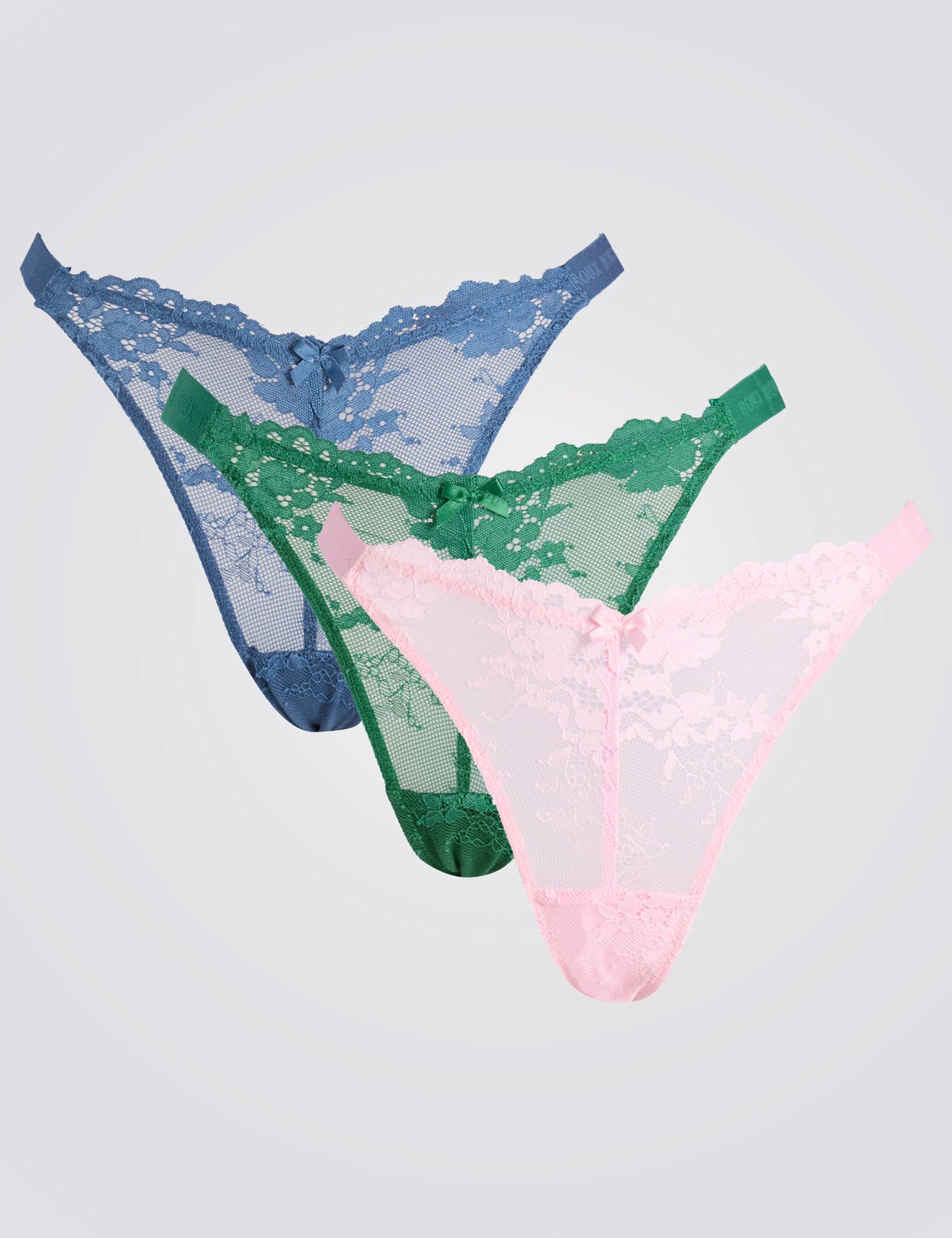 3pk Fran Floral Lace High Leg Thongs 2 of 6