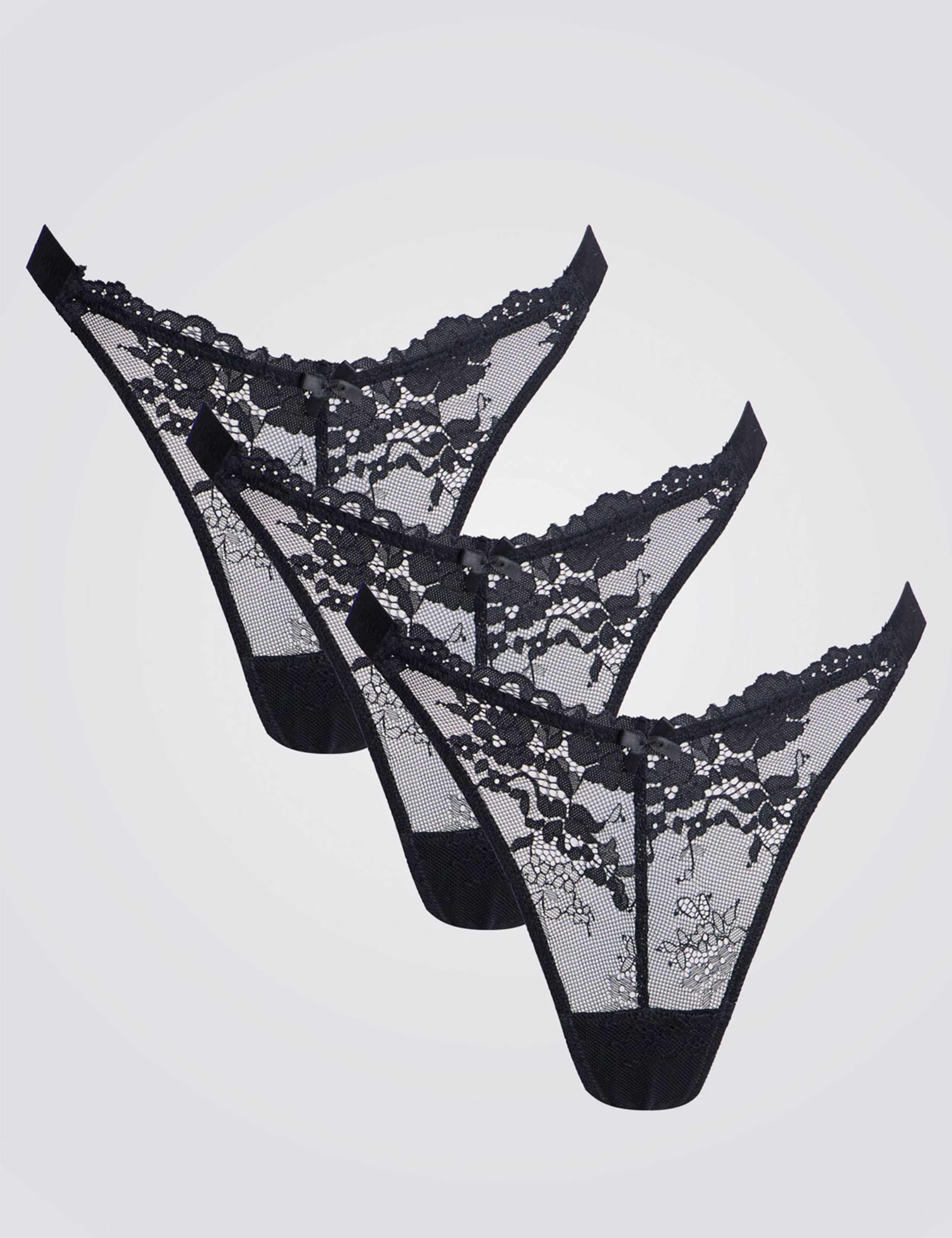 3pk Fran Floral Lace High Leg Thongs 1 of 1