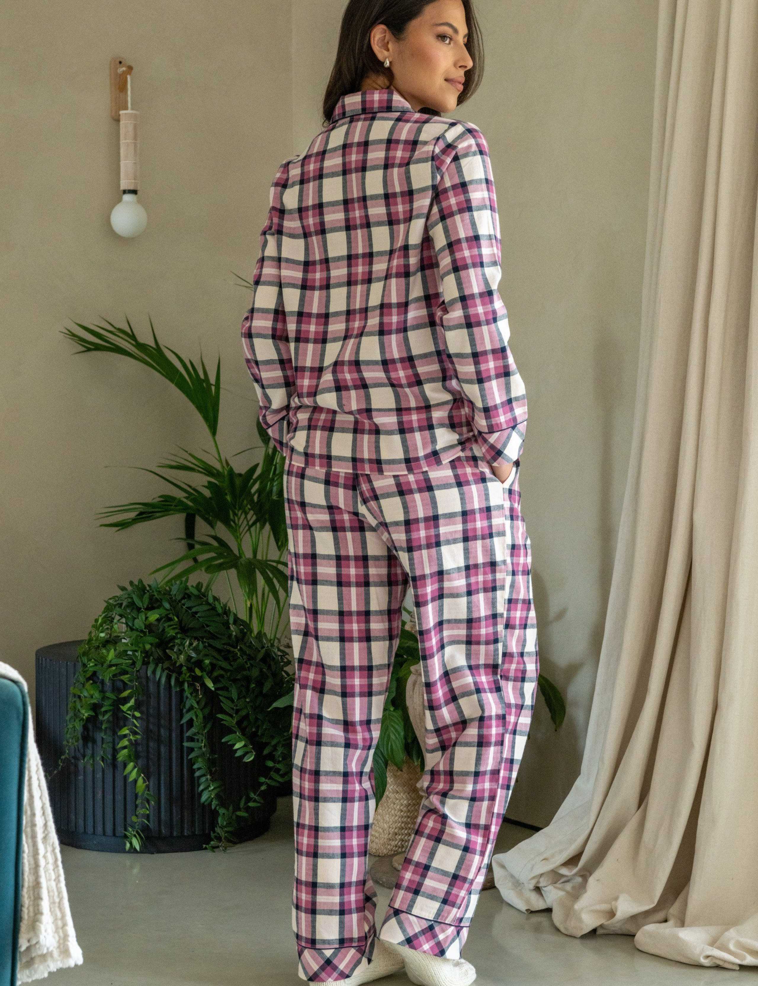 Pure Cotton Brushed Checked Pyjama Set 4 of 10