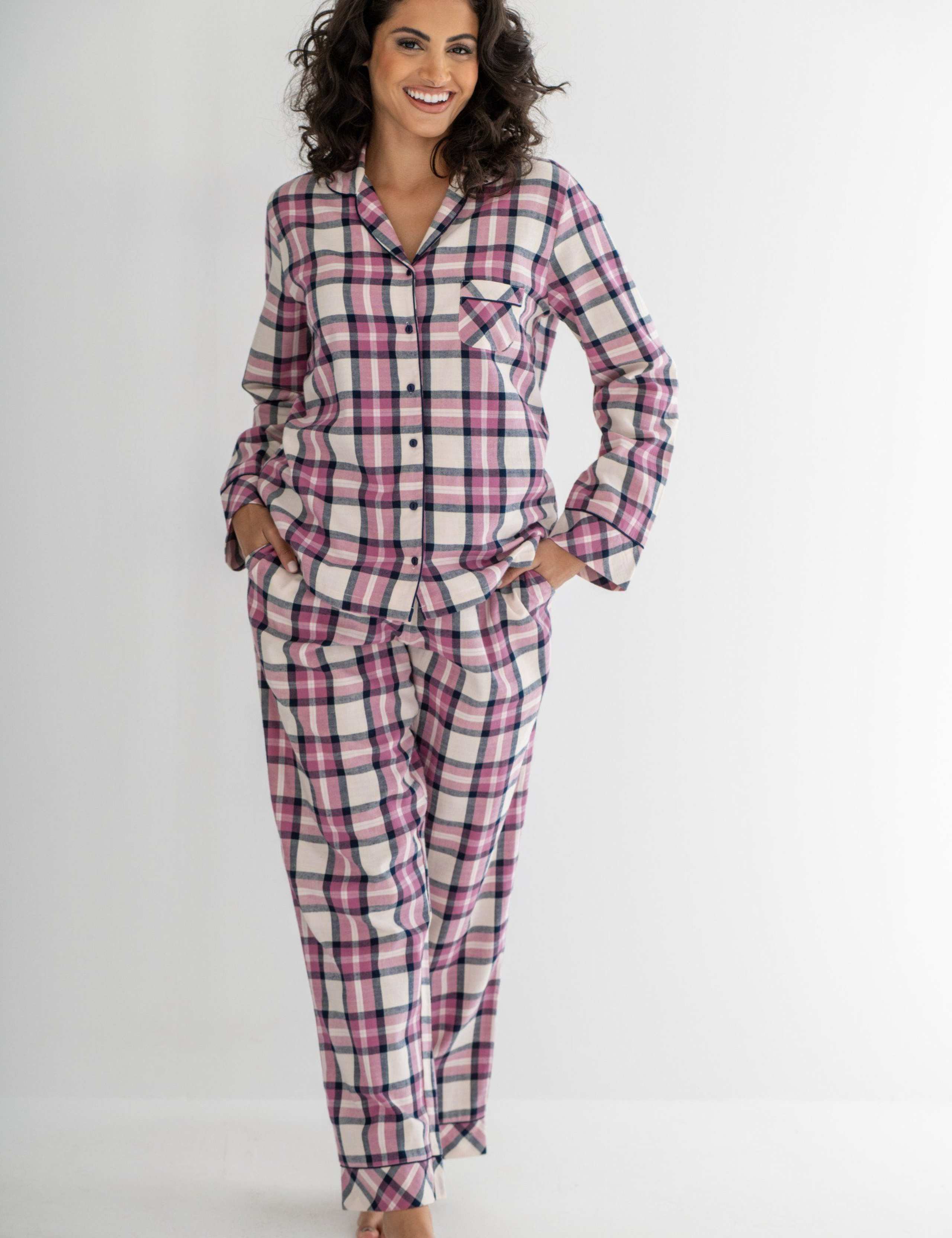 Pure Cotton Brushed Checked Pyjama Set 8 of 10