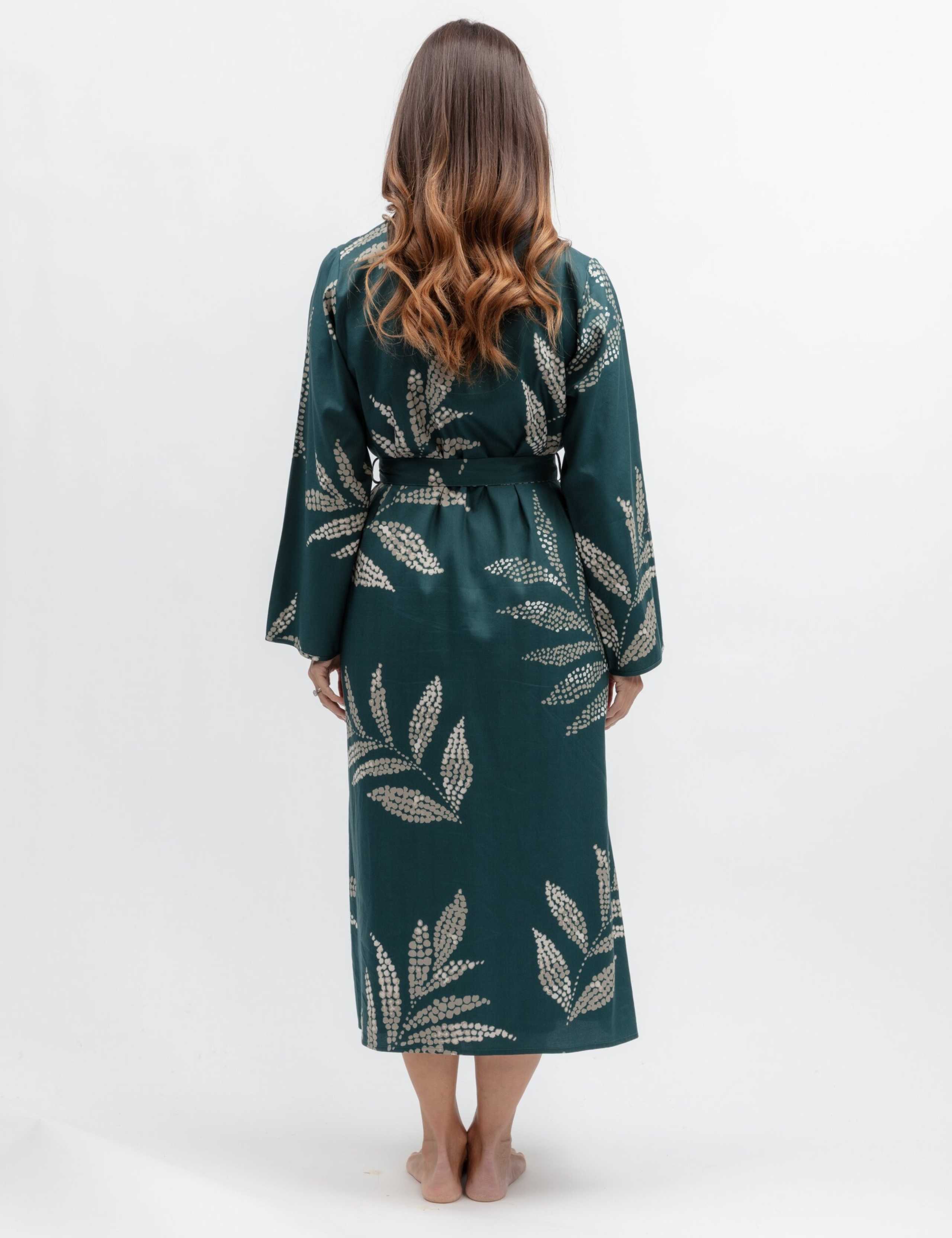 Cotton Modal Leaf Print Lace Insert Robe 4 of 4
