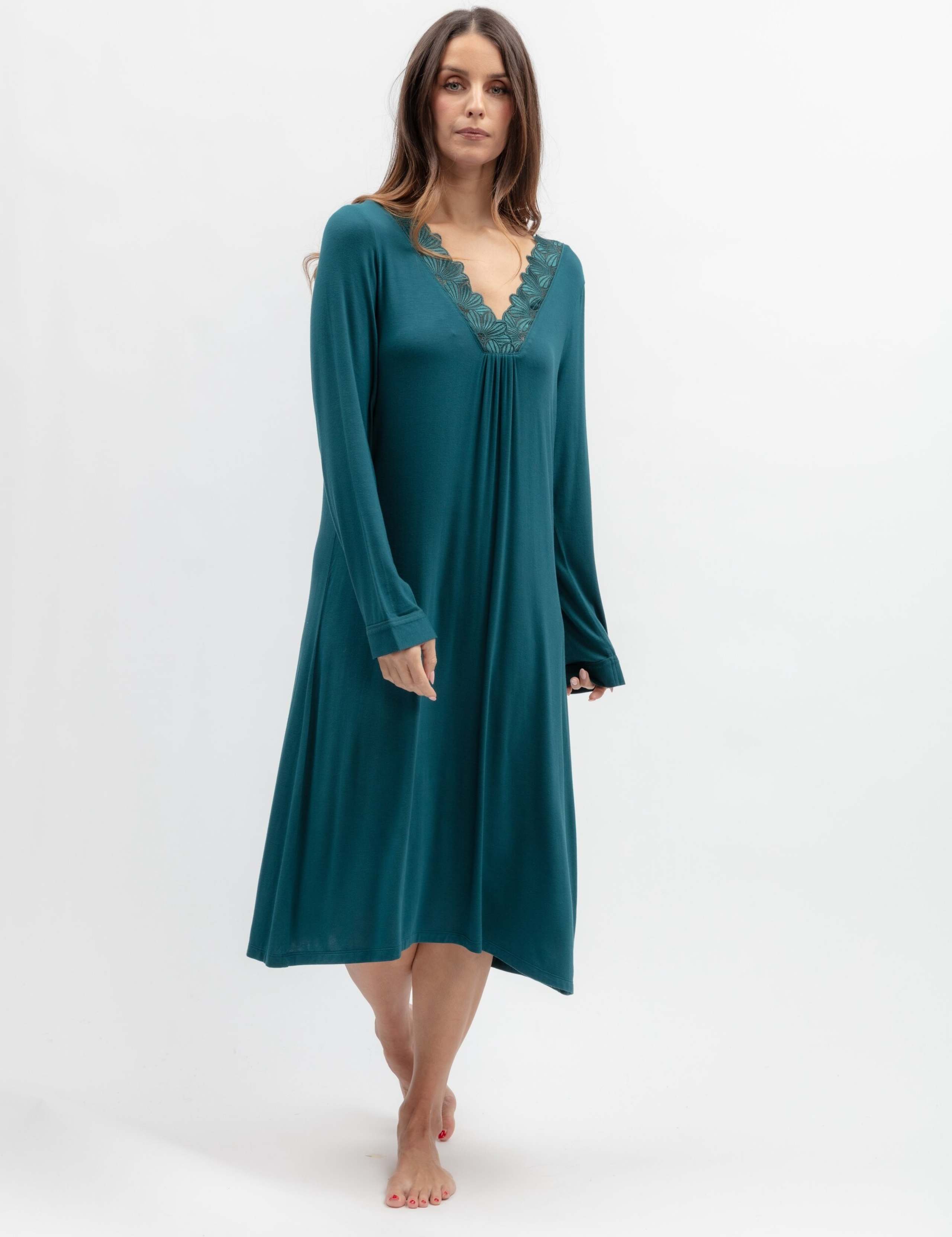 Modal Rich Jersey Lace Trim Nightdress 1 of 3