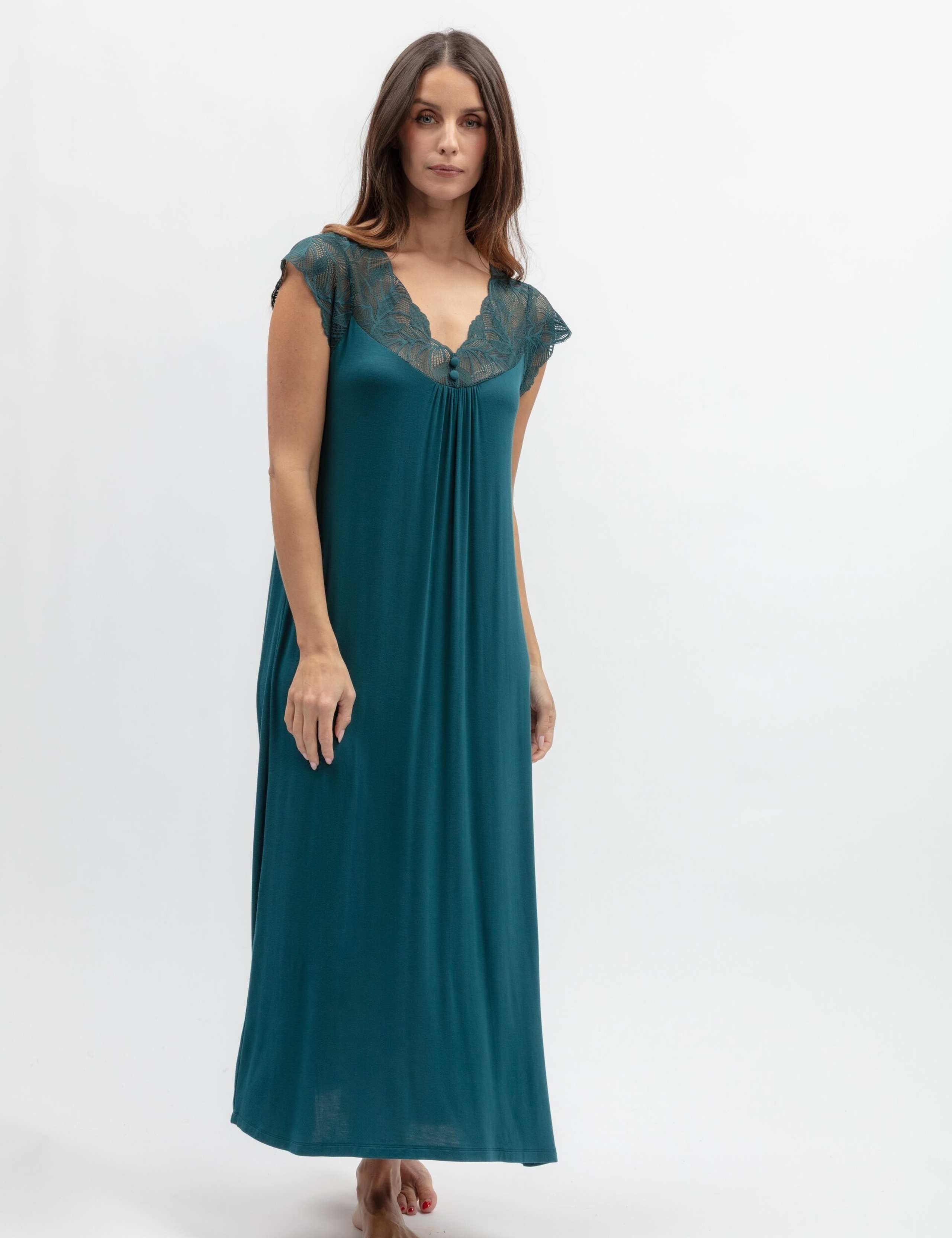 Modal Rich Jersey Lace Trim Nightdress 1 of 3