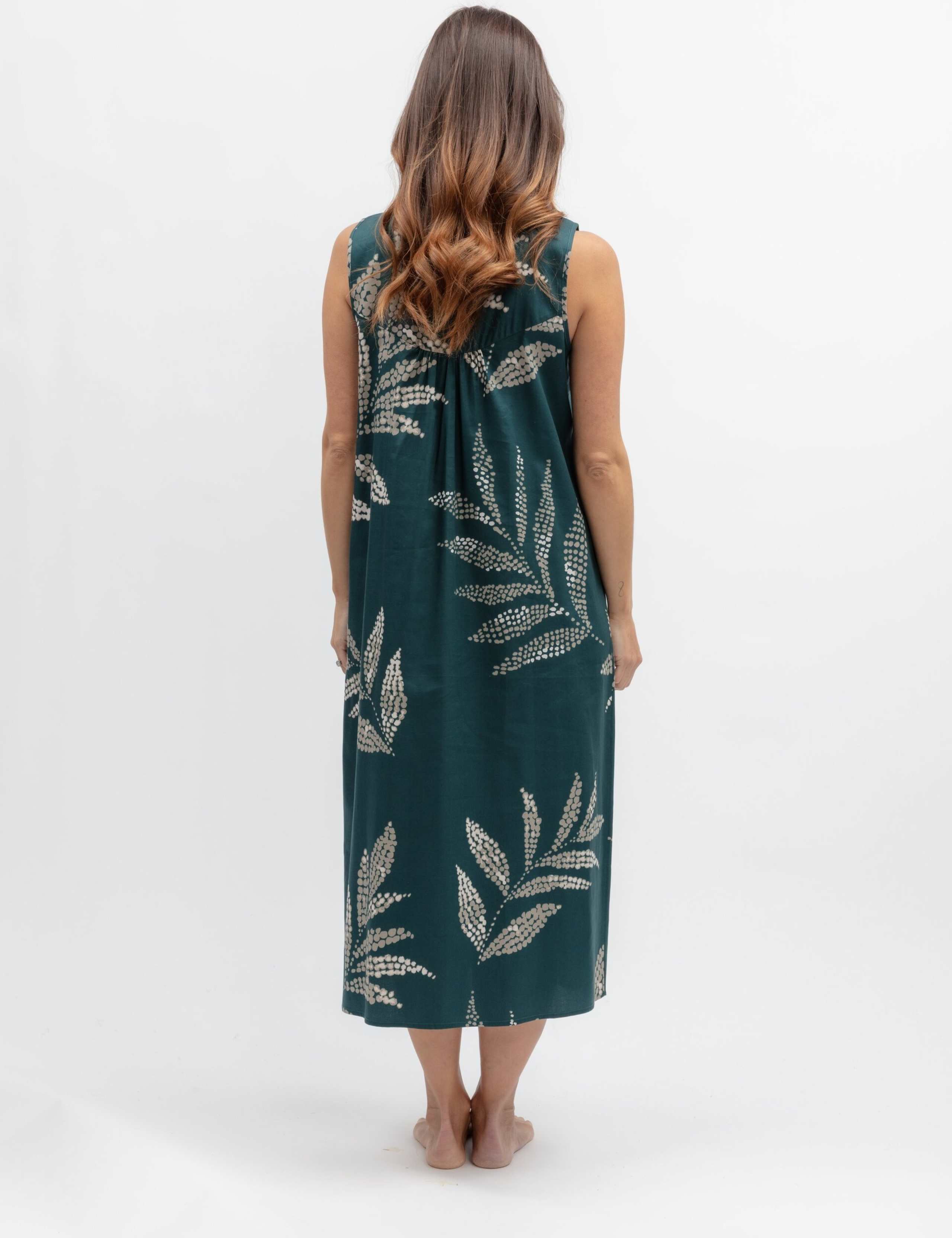 Cotton Modal Leaf Print Pintuck Nightdress 3 of 3