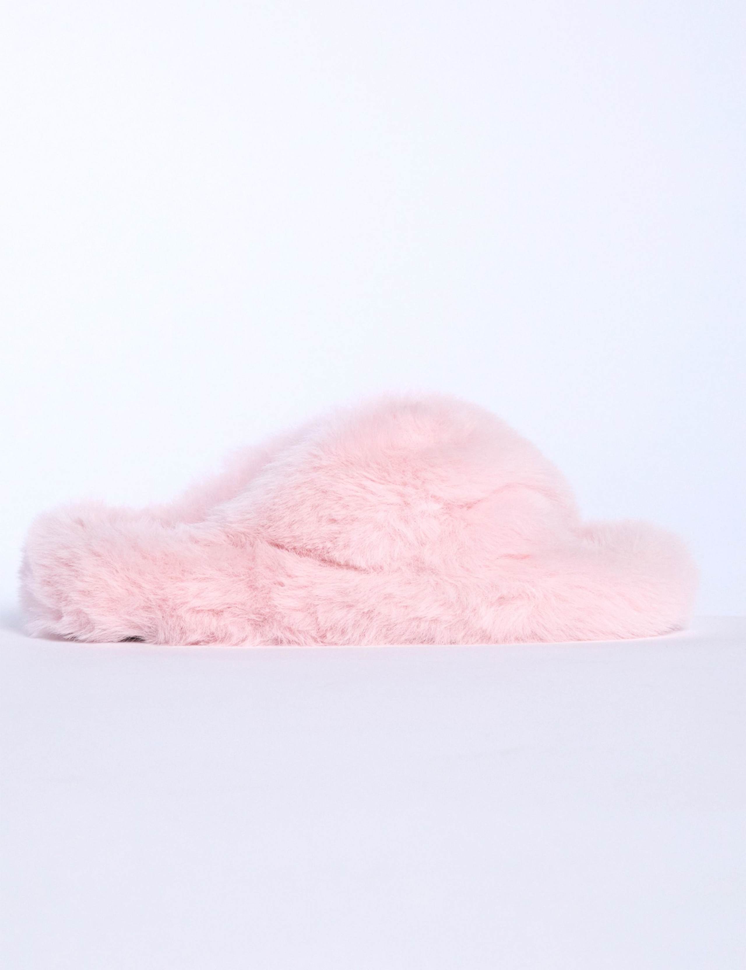 Faux Fur Crossover Slider Slippers 2 of 5