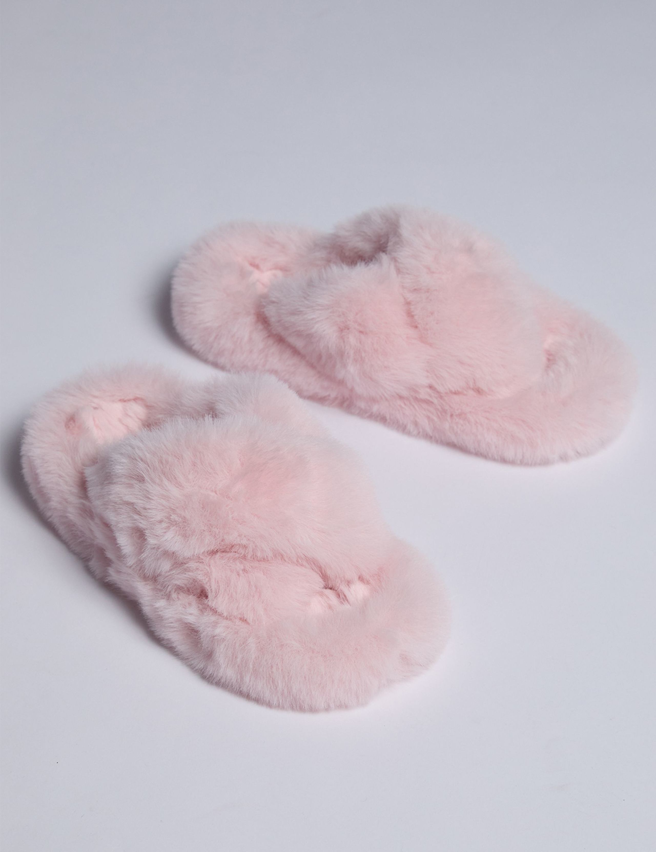 Faux Fur Crossover Slider Slippers 4 of 5