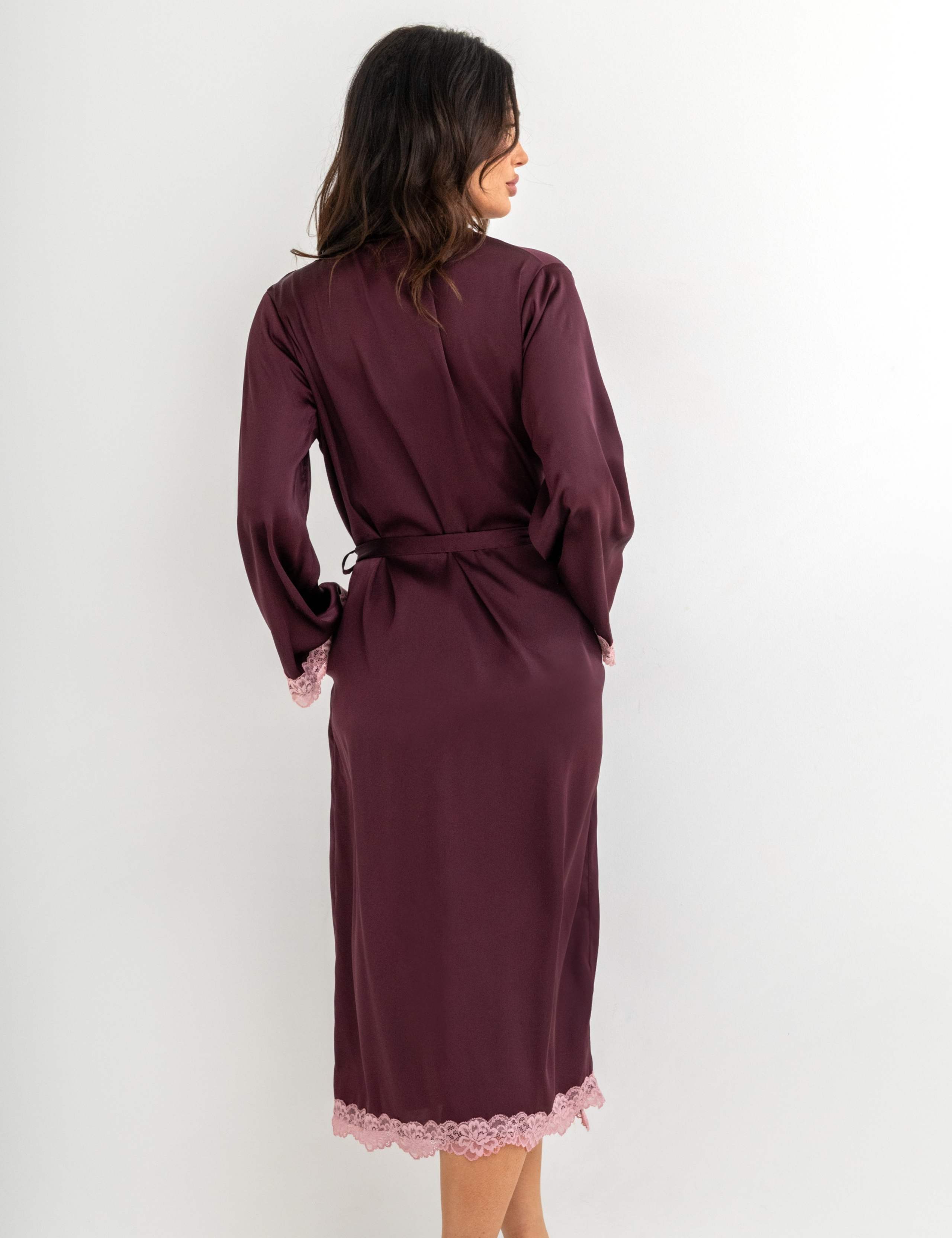 Satin & Lace Kimono Sleeve Gown 7 of 8
