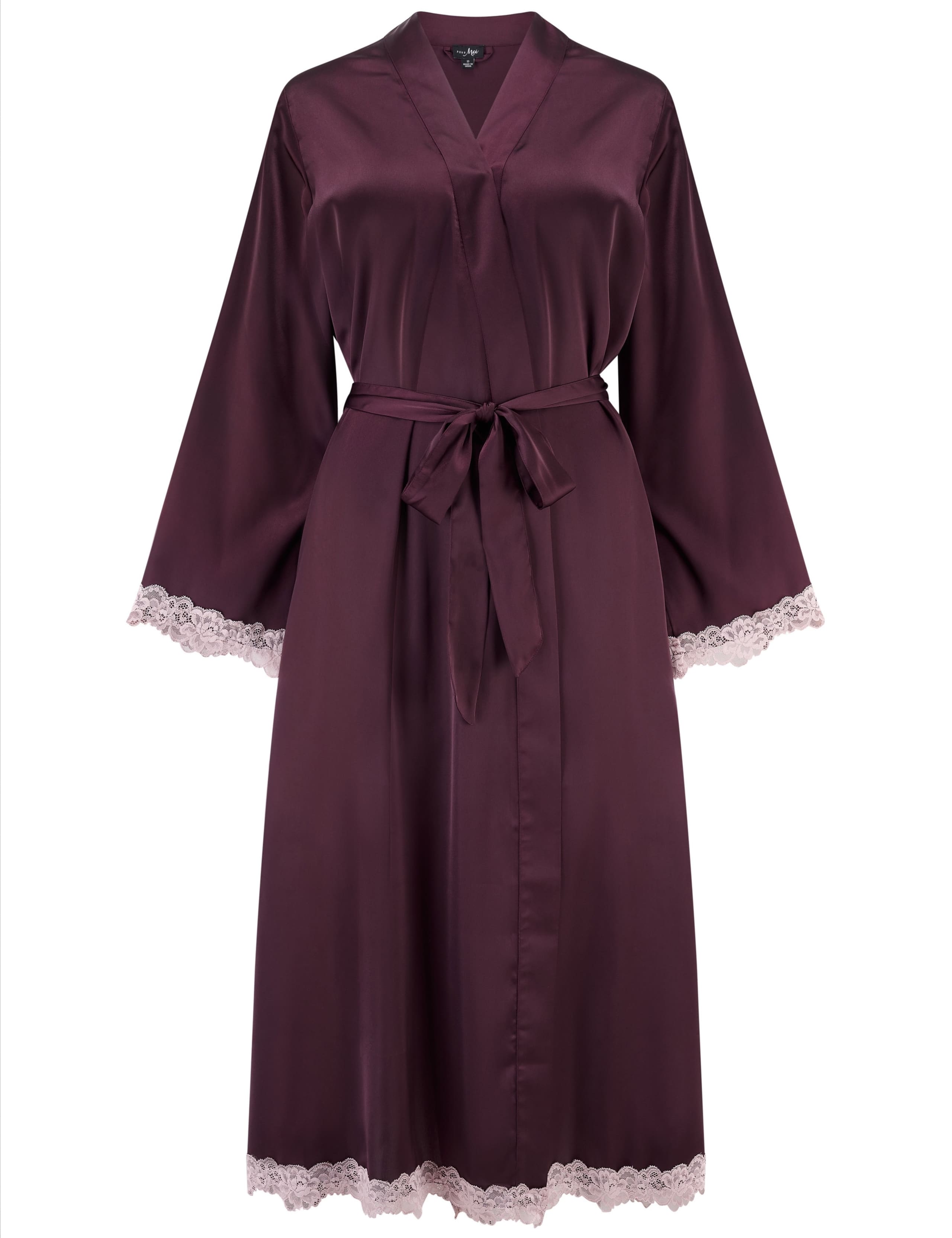 Satin & Lace Kimono Sleeve Gown 2 of 8