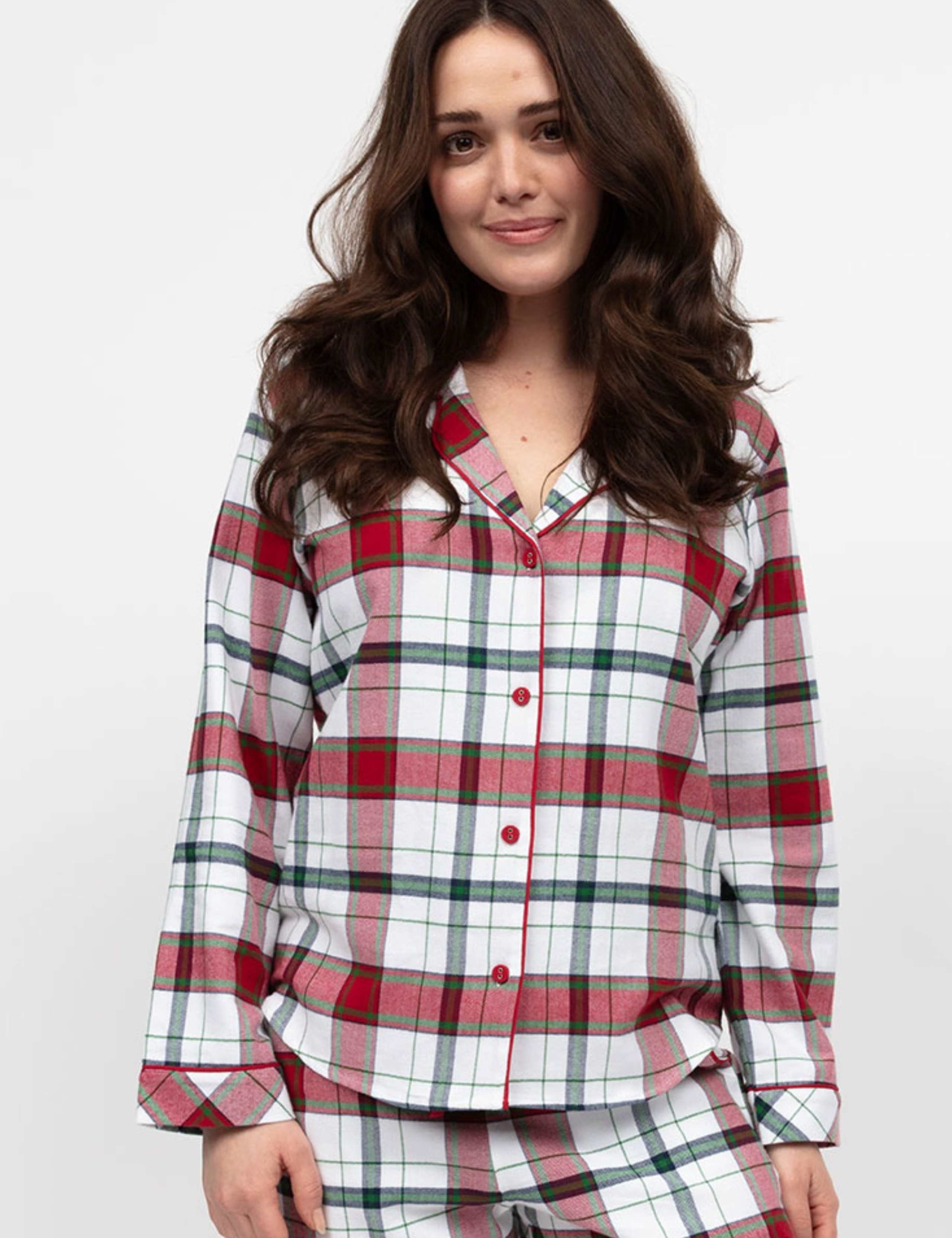 Brushed Cotton Checked Family Christmas Pyjama Top 3 of 4